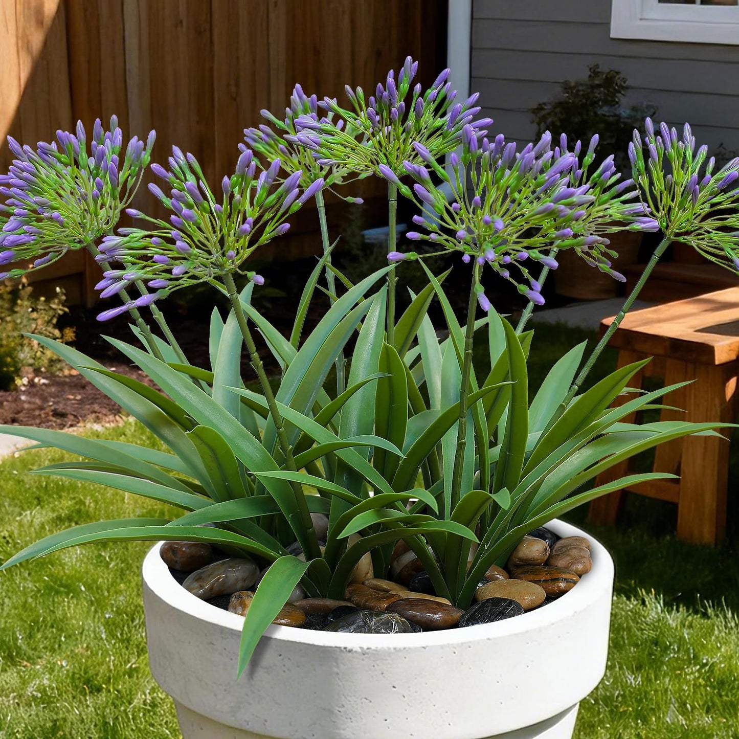 HIFORESTAR Artificial Flowers Plants for Outdoor Planters 8 Bundles Purple Flower Large Spring Summer 18.9 in Look Real Plasic Plant for Front Porch