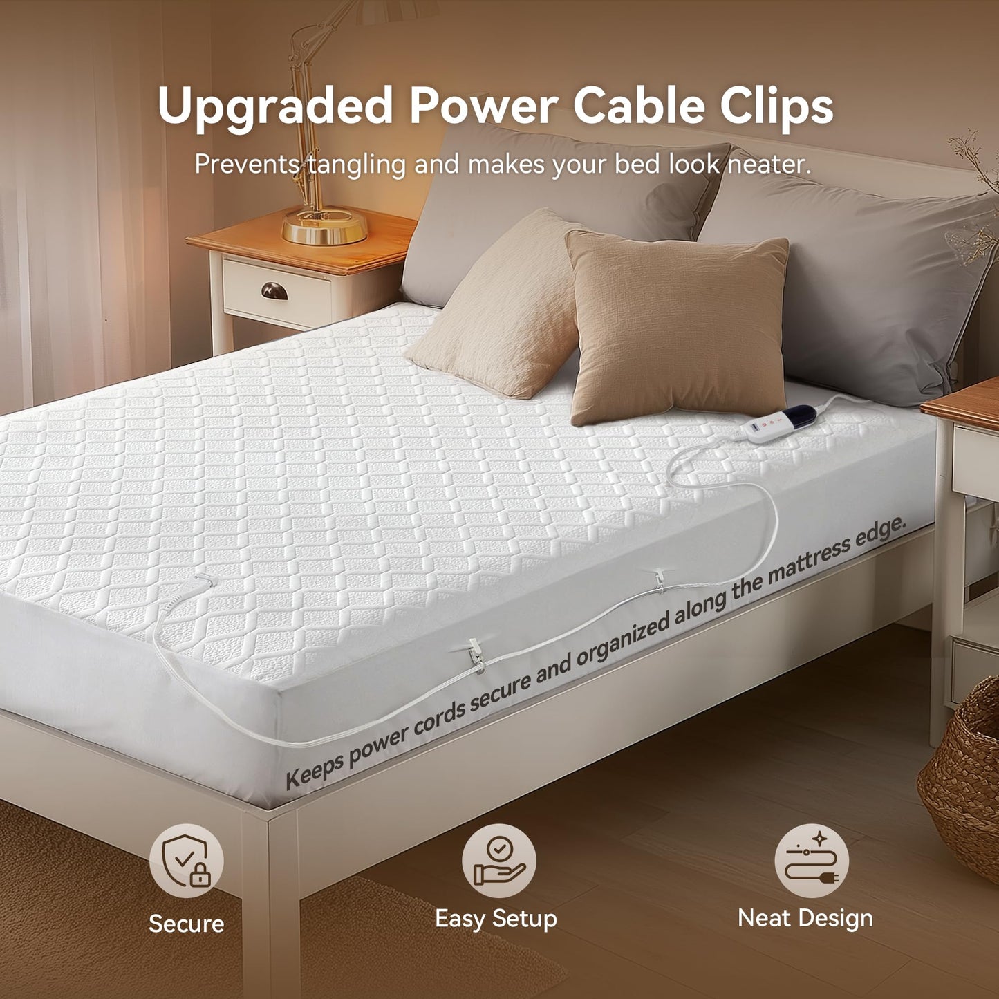 Heated Mattress Pad King Size, Dual Control Electric Bed Warmer, 6 Personalized Heat Settings, 1-10 Hour Auto Off Timer, Deep Pocket Fits up to 17" Mattress, Machine Washable, Soft Quilted Top