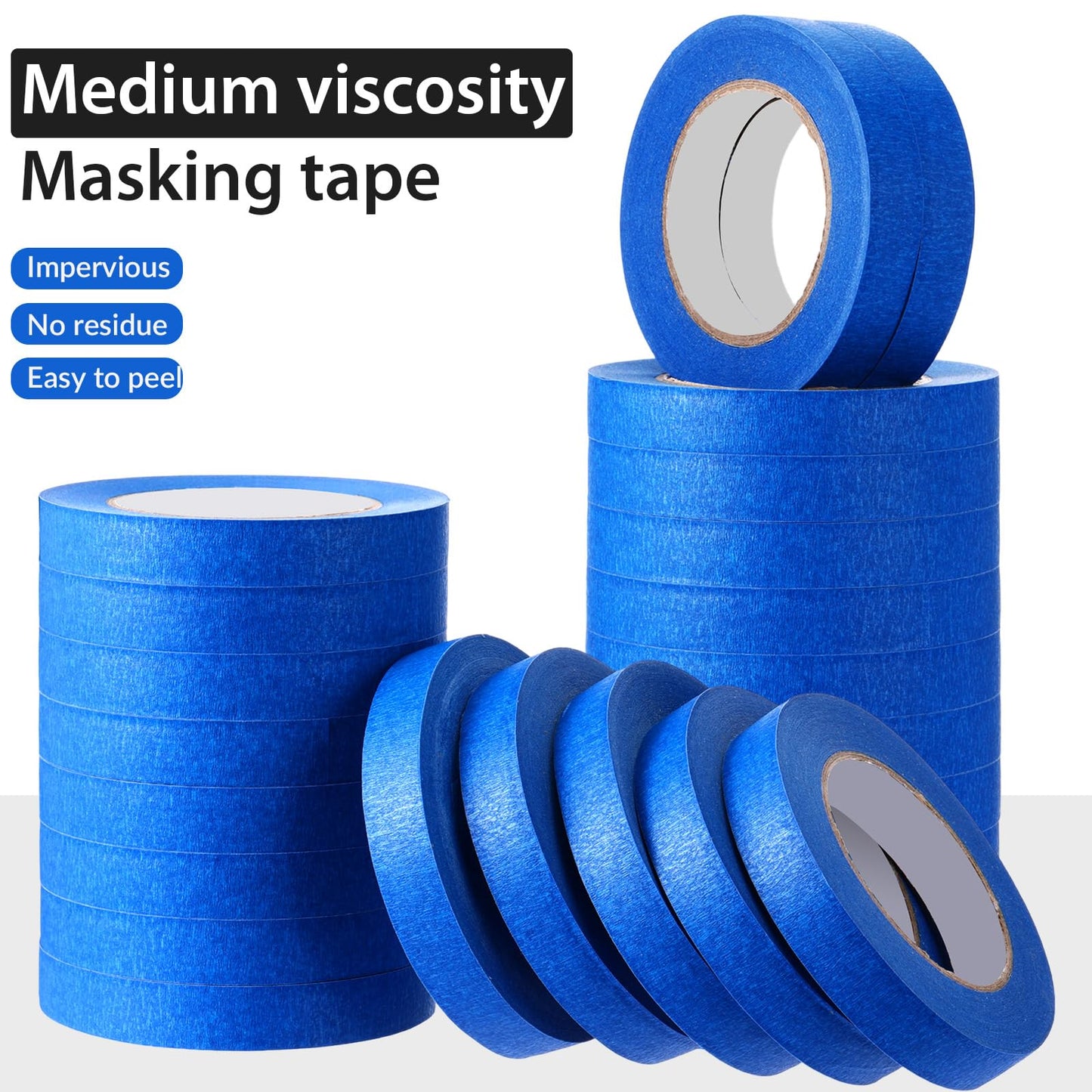 Leelosp Masking Tape Bulk 3/4 Inch x 55 Yards, General Purpose Masking Tape Paint Craft Painter Artist Multi Use School Classroom Supplies, 1375 Yards Total(Blue)