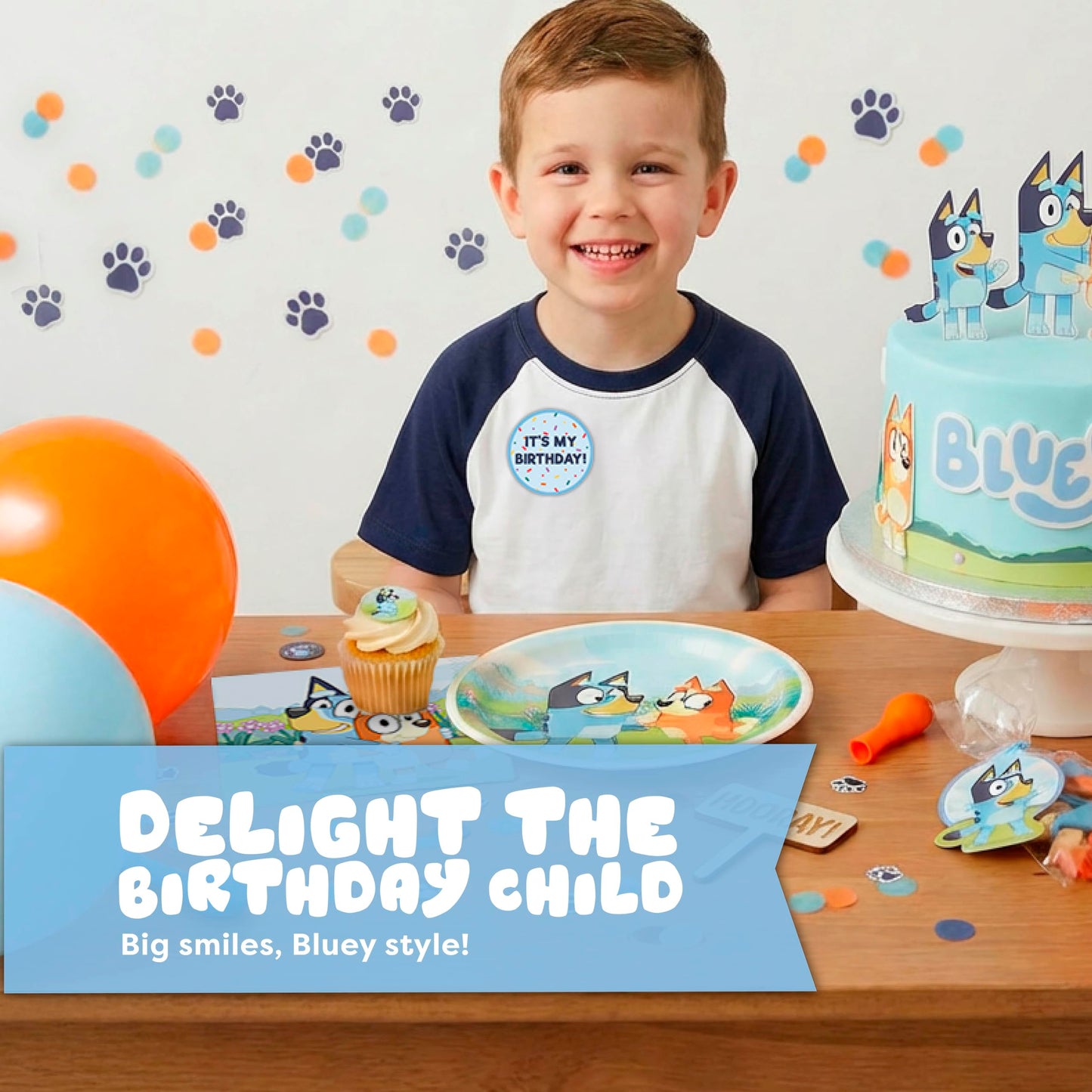 Bluey Birthday Decorations for Party | 16 Dinner Plates, 16 Dessert Plates, 16 Napkins, 16 Cups, 18 Forks | With Sticker | Officially Licensed