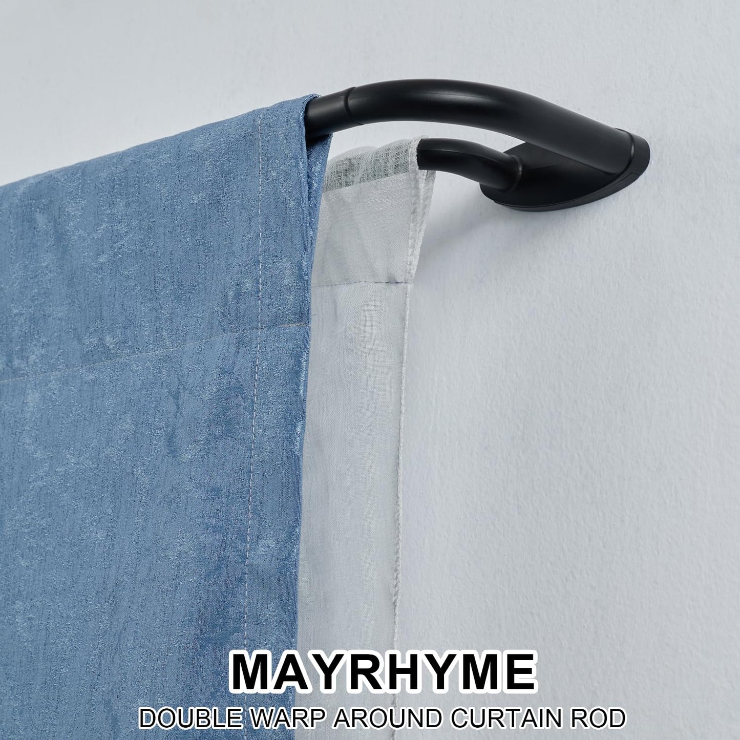Double Curtain Rods Matte Black,Room Darkening Drapery Rod 72-144 Inches,Adjustable 3/4 Inches Front and 5/8 Inches Back Quality Metal Rod for Window,Wrap Around Design