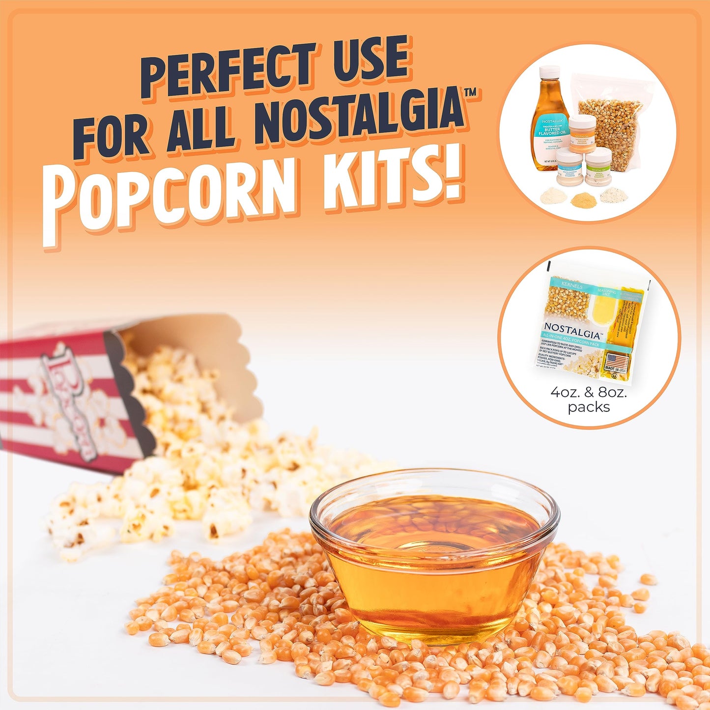 Nostalgia Classic Electric Stirring Popcorn Maker, Makes 8 Cups, Large Lid Doubles as Serving Bowl, Quick Heat Technology, for Kettle Corn and Roasted Nuts, Black