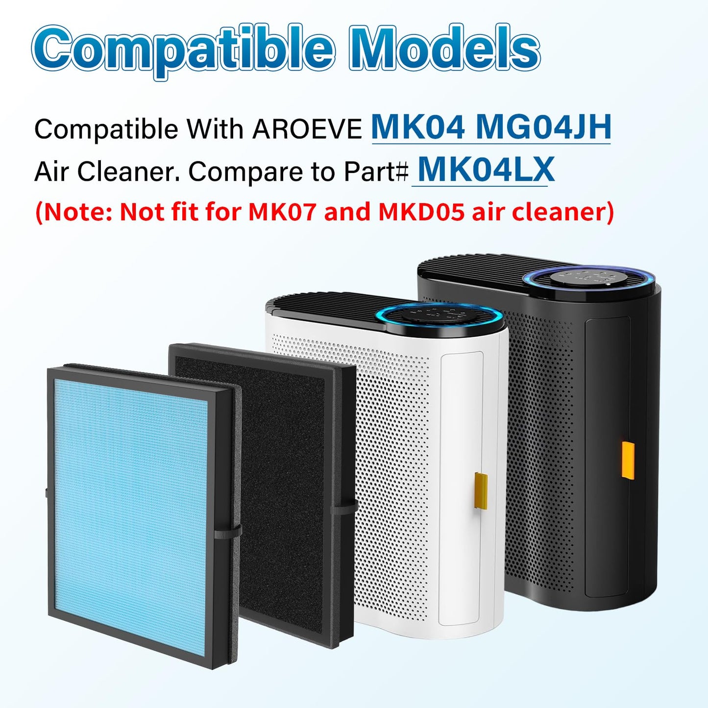 4 Pack MK04 Air Filter Replacement For AROEVE MK04 MG04JH Air Puri-fier Model DH-JH04, 4-Layers Premium Filter Replacement For MK04 MG04JH Air Puri-fier - Standard Version, Compare to Part# MK04LX