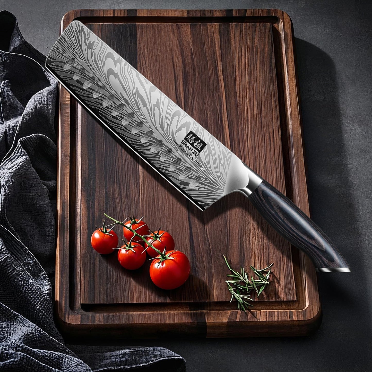 SHAN ZU Nakiri Knife in Powder Steel, Ultra Sharp 7 Inch Vegetable Kitchen Knife, High Carbon Japanese Chopping Knives, Multipurpose Chef Knives for Meat with Ergonomic Pakkawood Handle