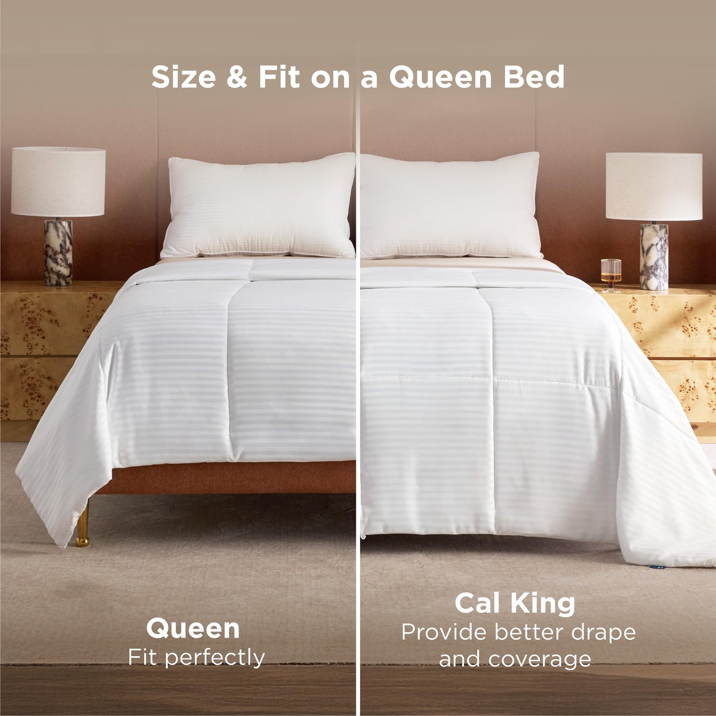 Bedsure Duvet Insert Queen Size - Lightweight Comforter, Quilted Cooling Duvet Insert, Down Alternative Summer Comforter with 8 Tabs, Ultra Soft, Striped, Machine Washable, Queen, White, 88x88 inches