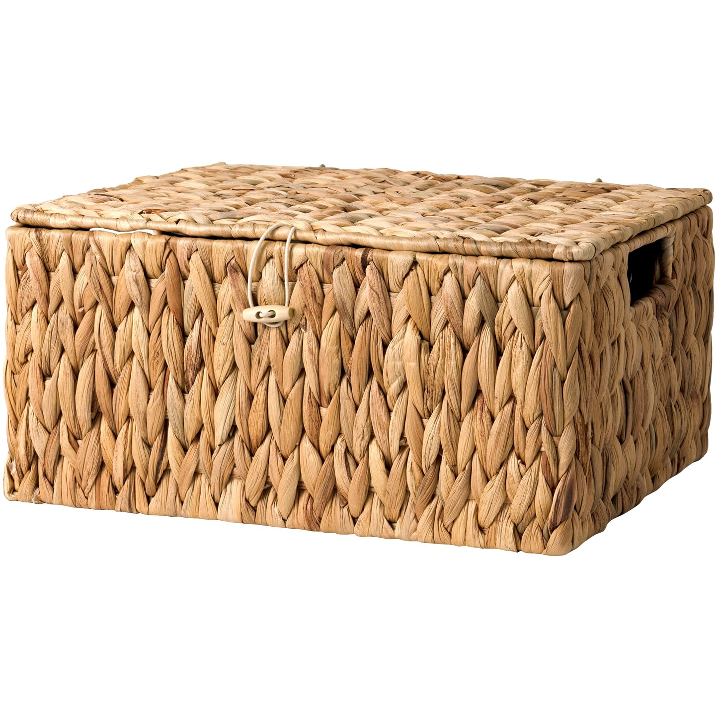 StorageWorks Large Water Hyacinth Baskets for Organizing, Wicker Basket with Lid for Shelves, Storage Basket with Lid and Built-in Handles, 1 Pack