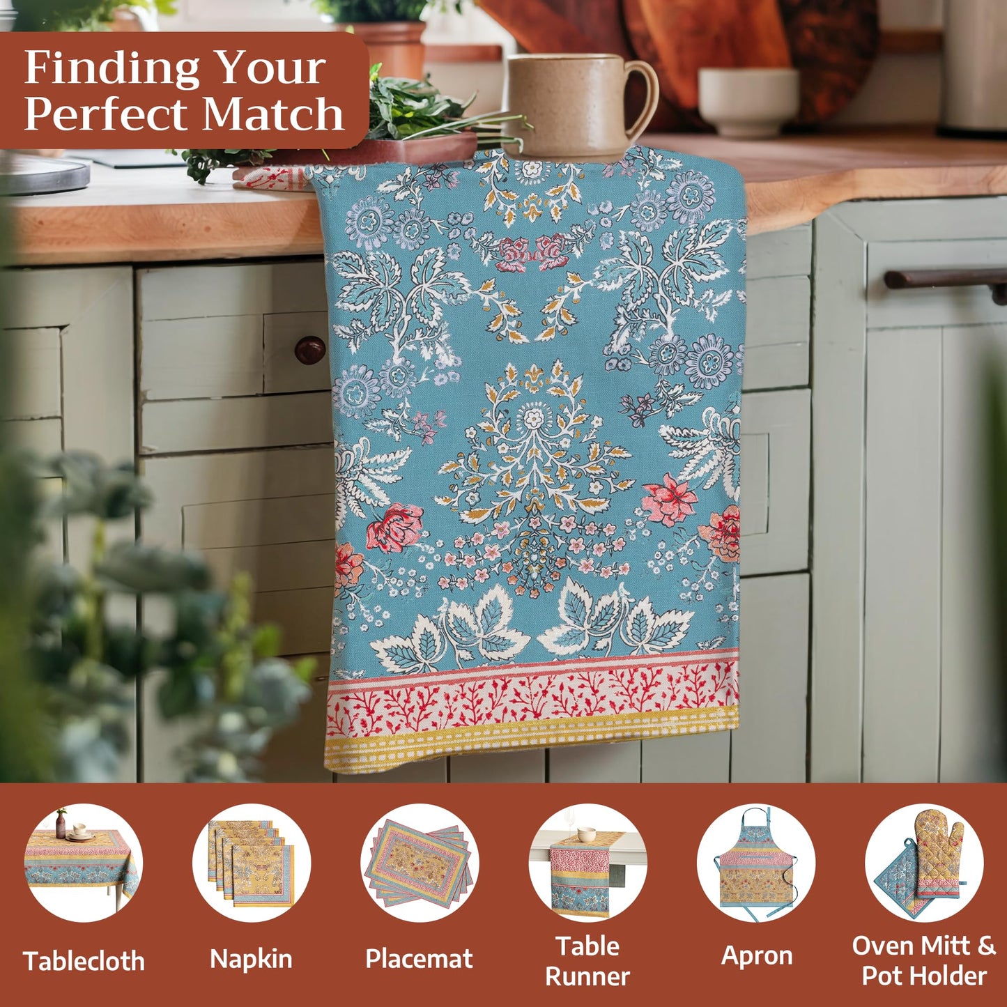 Maison d' Hermine Kitchen Towels Set of 3 100% Cotton 27.50" x 20" Reusable Cloth Tea Dish Towels Absorbent with Hanging Loop for Kitchen Farmhouse Hotel Spring Summer - Marquise