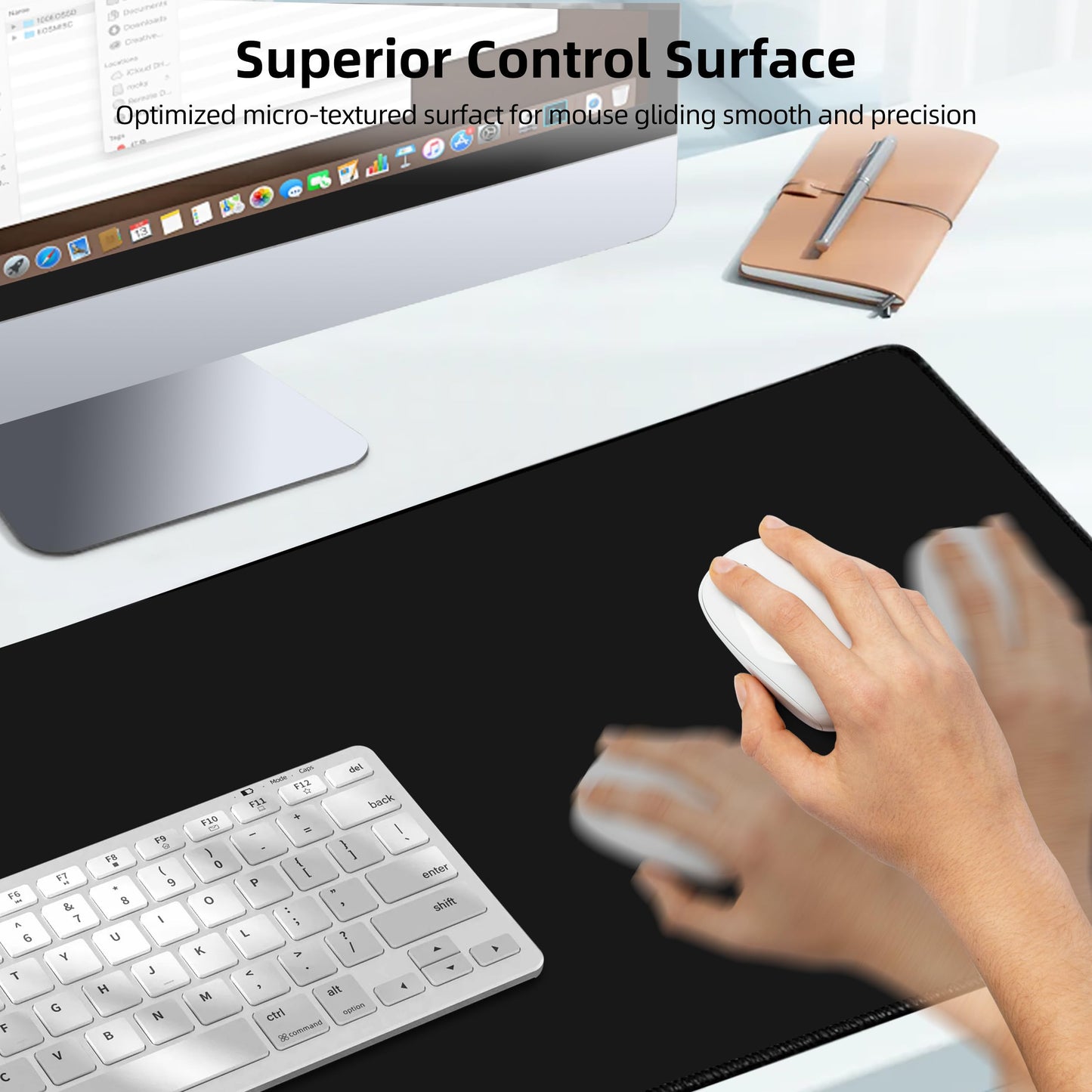 Mouse Pad with Wireless Charging, Gaming Mouse Pad with Ultra-Smooth Surface, Large XXL Desk Mat, Non-Slip Mouse Mat, Waterproof Computer Keyboard Pad for Gaming, Desk, Office, PC, 800x400x4MM, Black