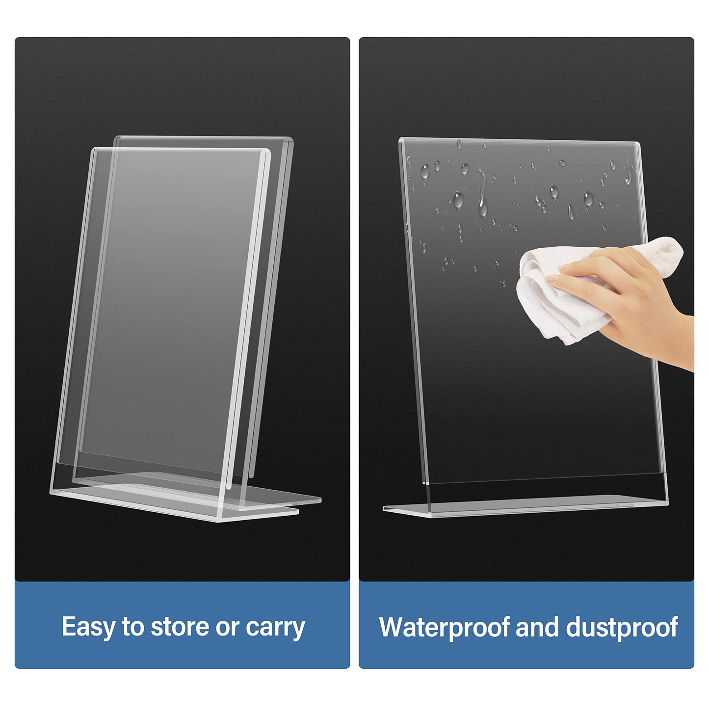 Relx Acrylic Sign Holder 8.5 x 11, Slant Back Display Stand, Clear Frames Plastic Sign Holder for Store, Restaurant (24 Pack)