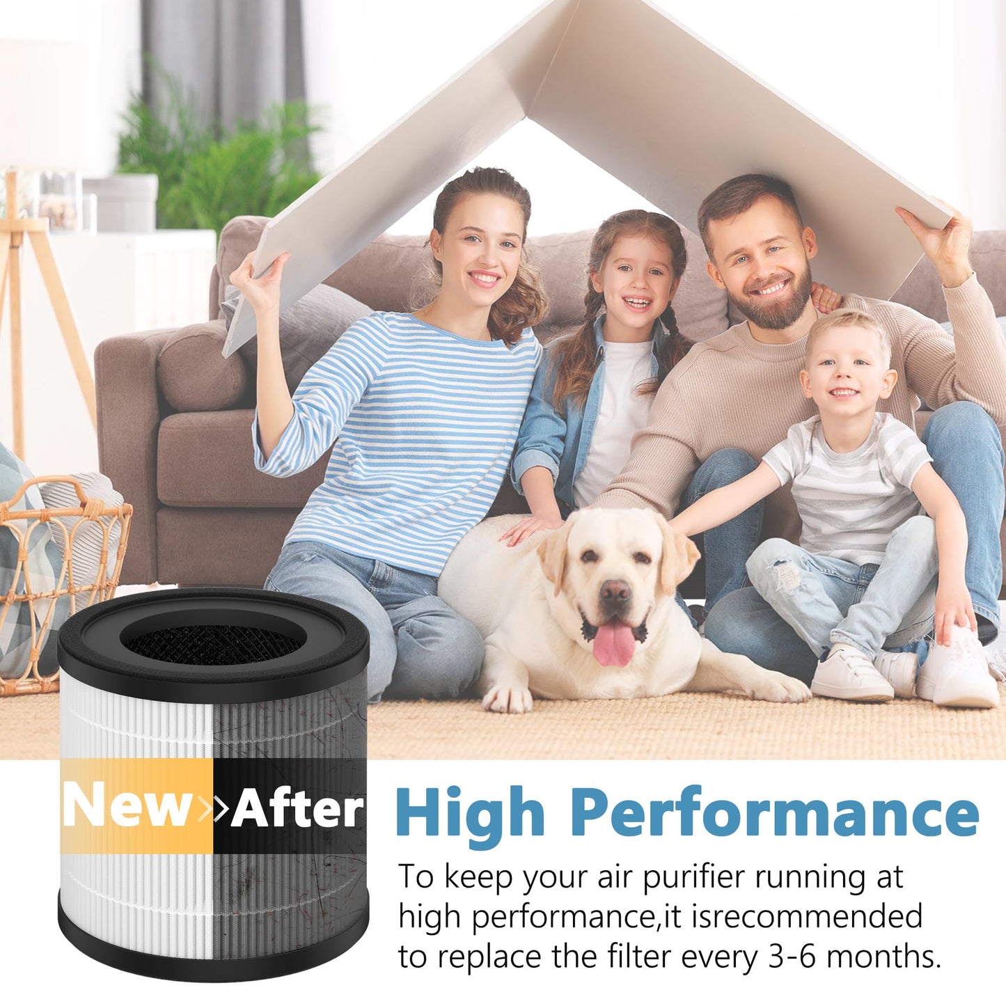 KJ150 KJ910 SY910 Replacement Filter Only Compatible with Druiap KJ150, Muliap & Generic KJ910, Cwxwei SY910 Model Air Purifier, H13 True HEPA Filter, Not for Druiap KJ80, 4 Pack