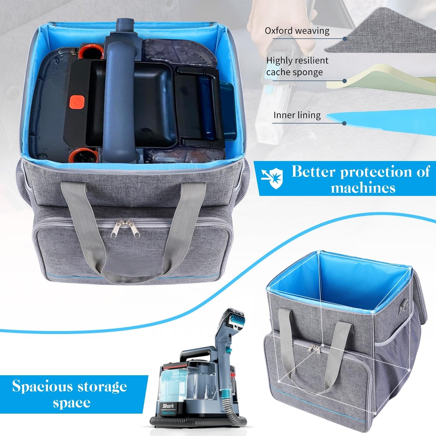 LOTCAIN Storage Bag Compatible with Shark StainStriker Carpet and Upholstery Cleaner Machine Portable Carrying Bag with Large Space Storage Bag for Carpet Cleaner,Soft Handle,Bag Only