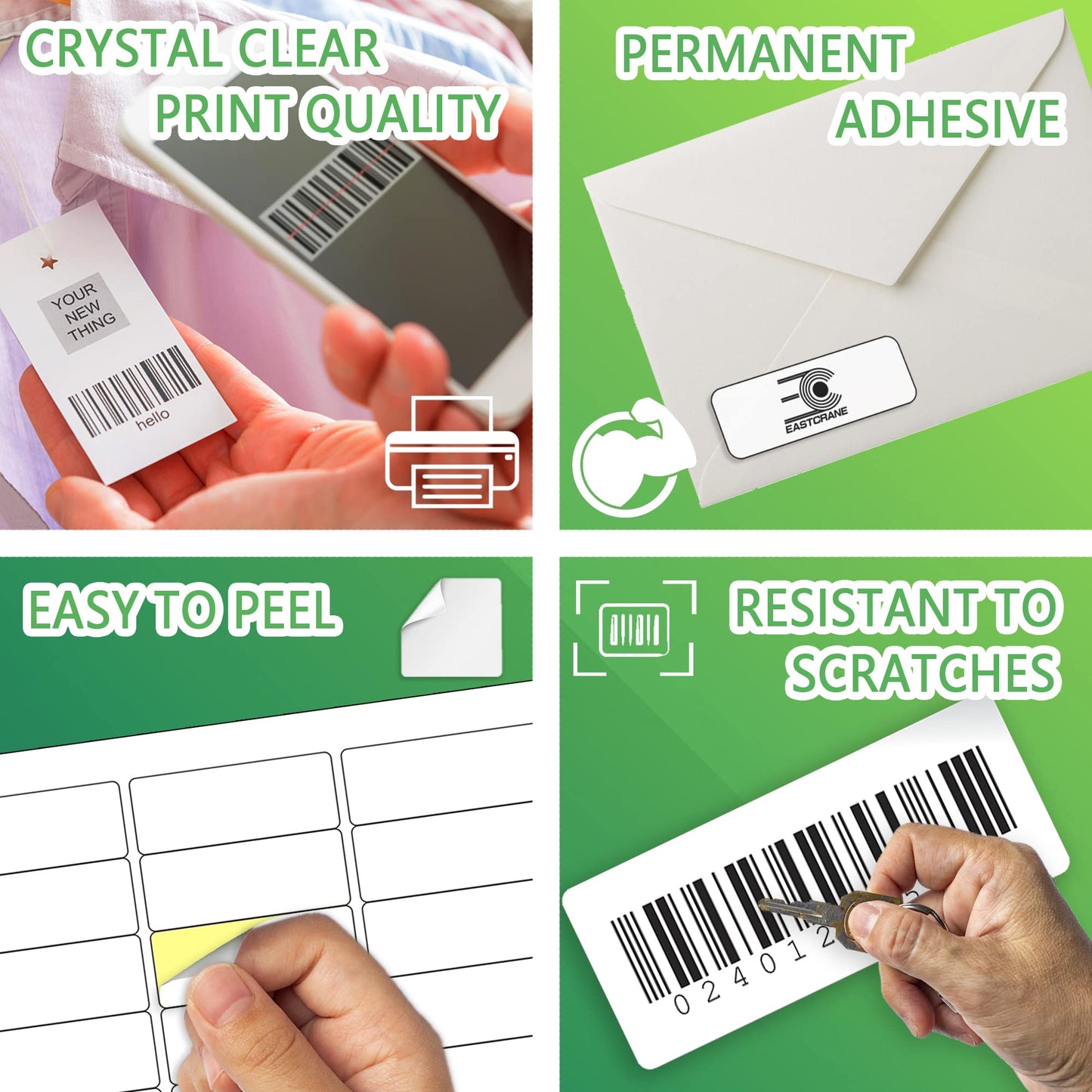 EastCrane 15,000 Printable Mailing Address Labels, White Blank Labels for Laser/Inkjet Printer, Permanent Adhesive