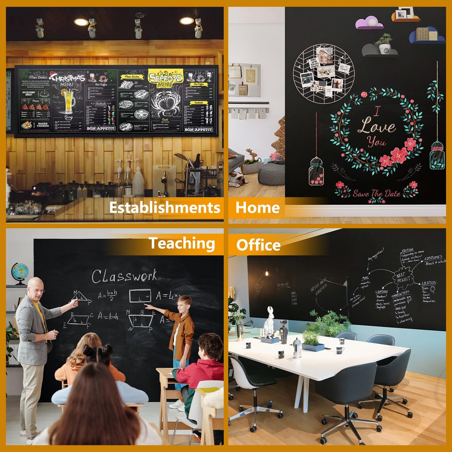 JUMUBOARD Self-Adhesive Chalkboard Sticker, 47.24" x 23.62" Magnetic Receptive Blackboard Wall Film, No Ghosting, Easy Write & Clean | Peel & Stick for Office, Home & Classroom,Incl. Accessories