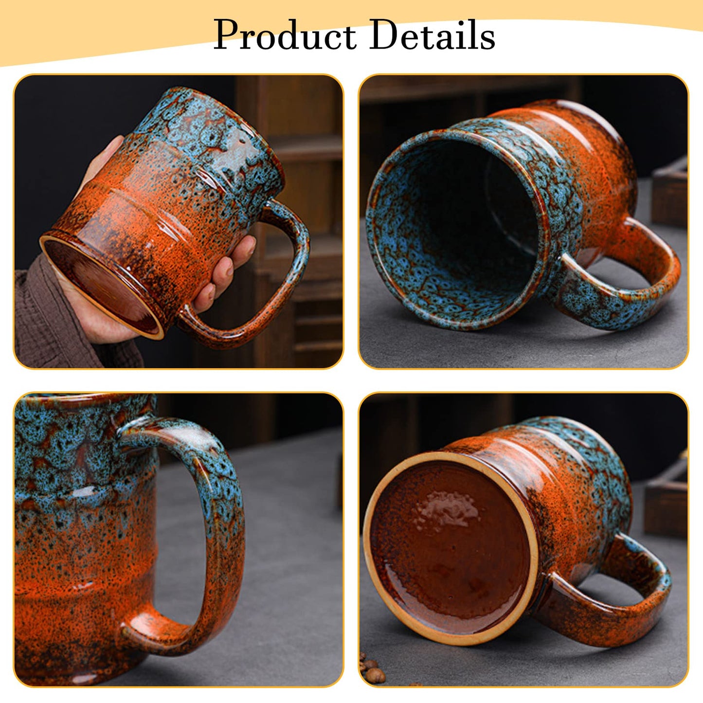 LGQ Coffee Mug,20 Oz Coffee Cups Ceramic Tea Cup Large Coffee Mug for Office and Home - Dishwasher and Microwave Safe Novelty Coffee Mug(4,Multicolour-4pcs)