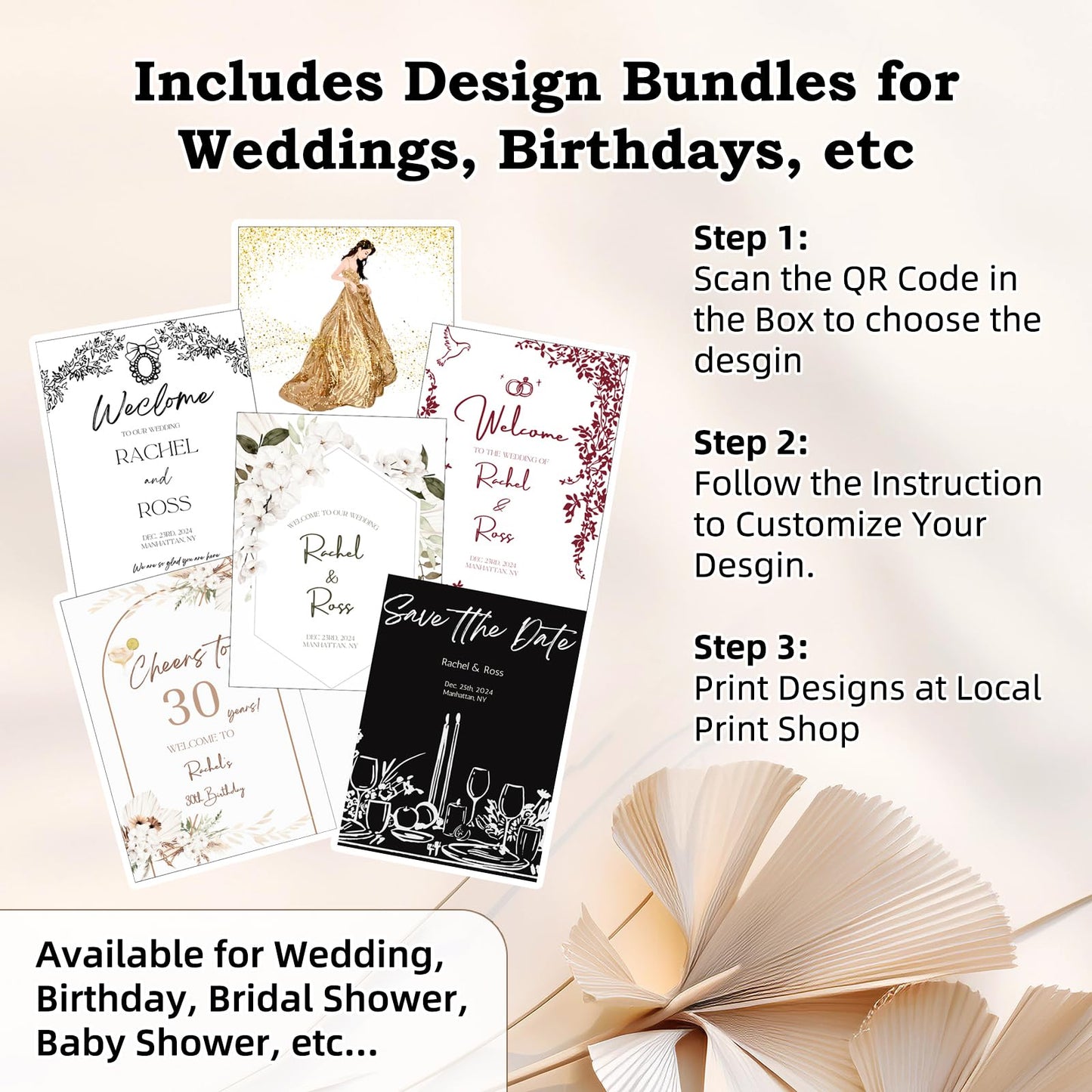 Wedding Sign Holder, Adjustable Welcome to Our Wedding Sign Stand W/Design Bundle & Leather Sign Hanging Straps, Heavy Duty Easel Stand for Sign, Wedding Seating Chart Stand, Easel for Display (White)