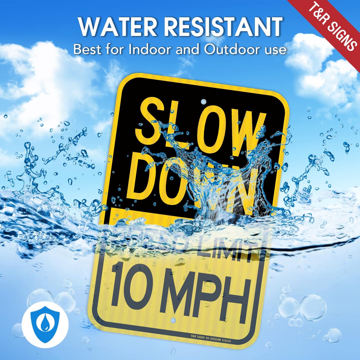 (4 Pack) Slow Down Speed Limit 10 MPH Sign, Slow Down Sign, 18" x 12" Engineer Grade Reflective Sheeting, Rust Free Aluminum, Weather Resistant, Waterproof, Fade Resistant, 2 Pre-drilled Holes