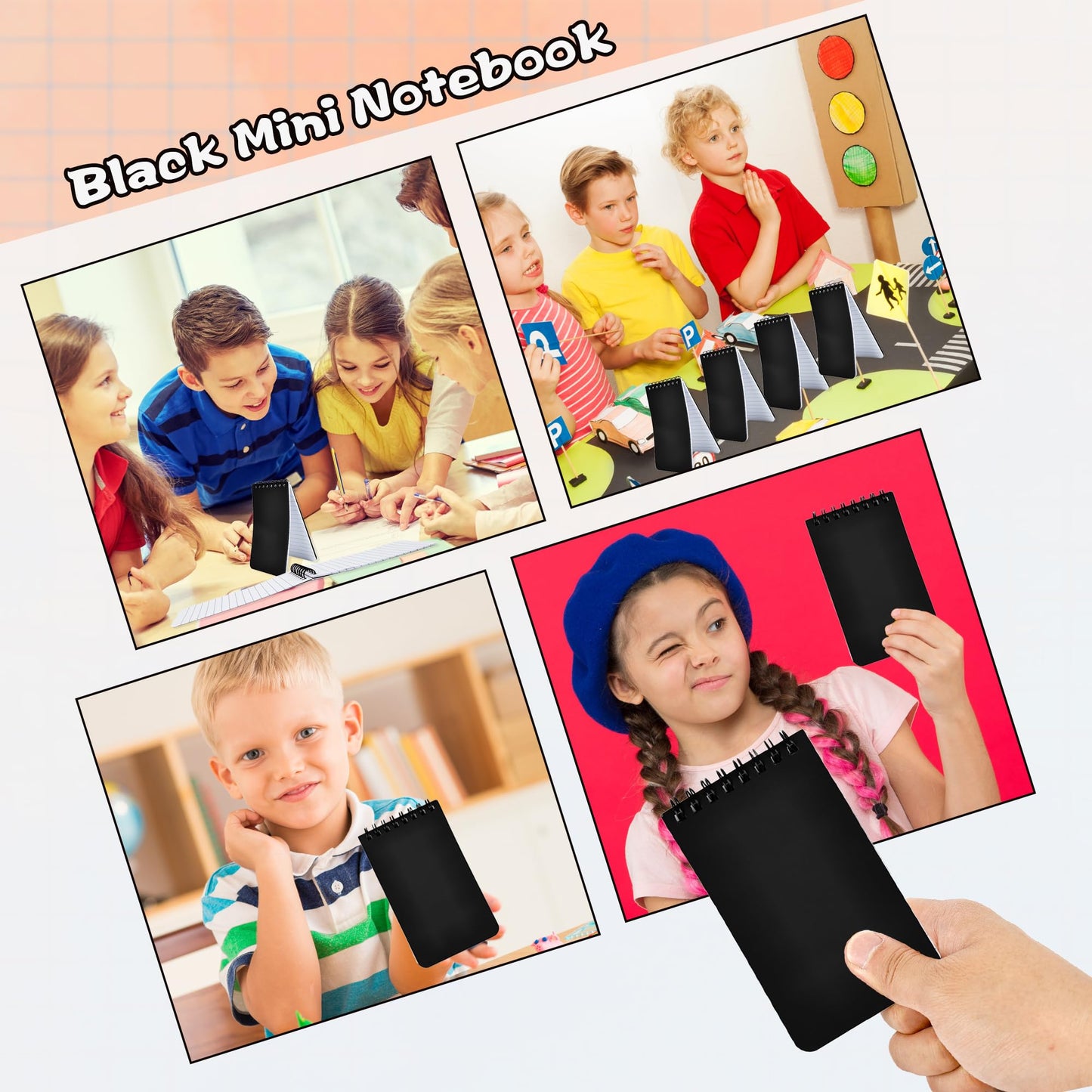 Spaluck 80 Pcs Mini Spiral Notebooks Bulk Black Pocket Notepads 3 x 5 Inch 60 Sheets/120 Pages Small Spiral Notepads for Kids School Classroom Office