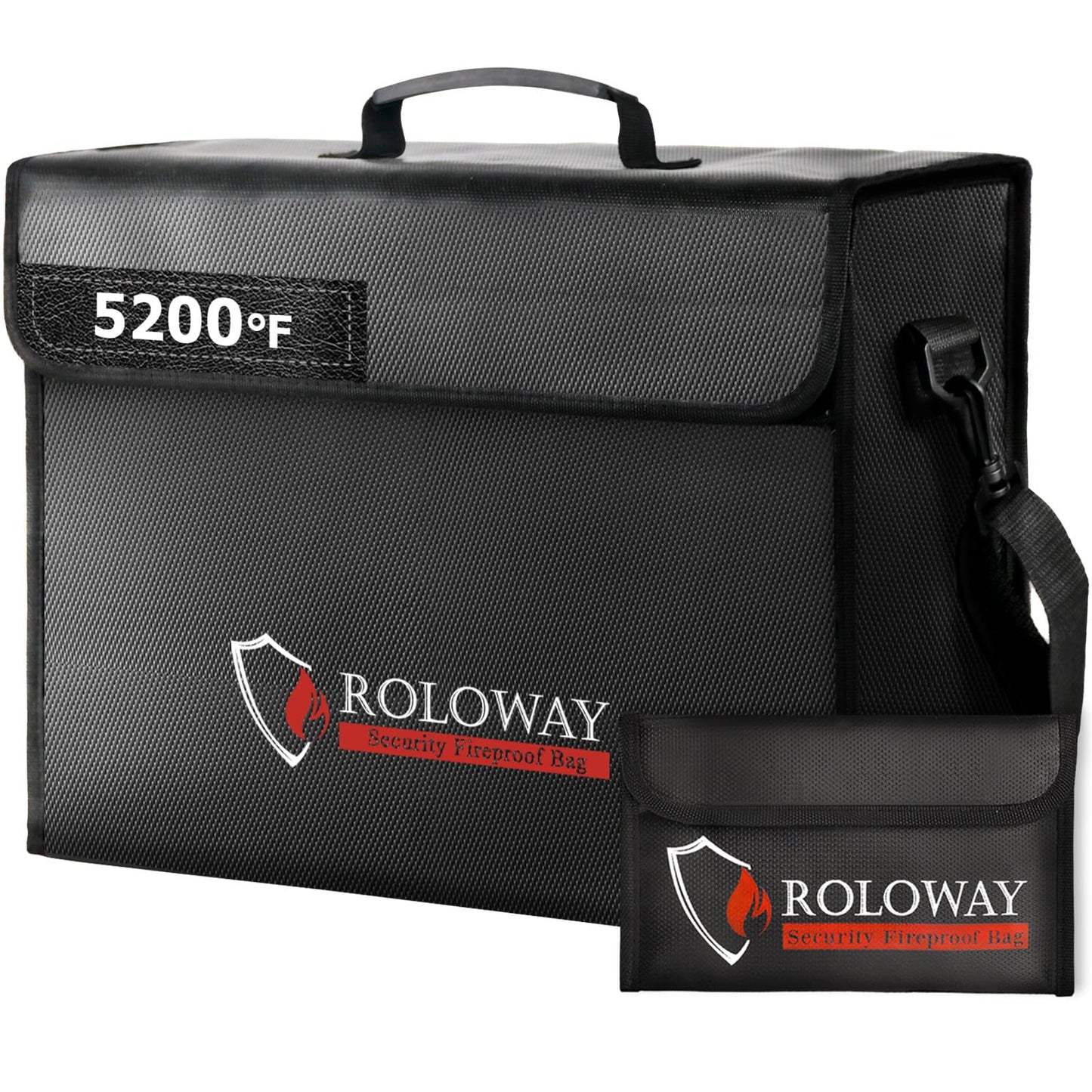 ROLOWAY Large Fireproof Bag 5200℉ Heat Insulated (17 x 12 x 5.8 inches), Fireproof Document Bag for Cash Safe and Document Safe