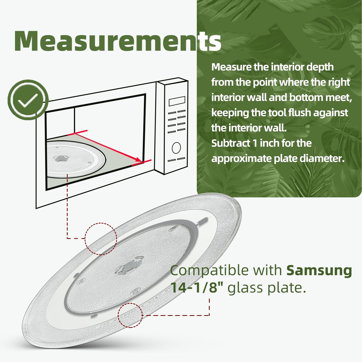 Gemroom 14.2" Microwave Turntable Plate for Samsung Microwave Compatible with Part # DE74-00023A, DE74-20002 Series 14 1/8 inch Samsung Microwave Glass Plate