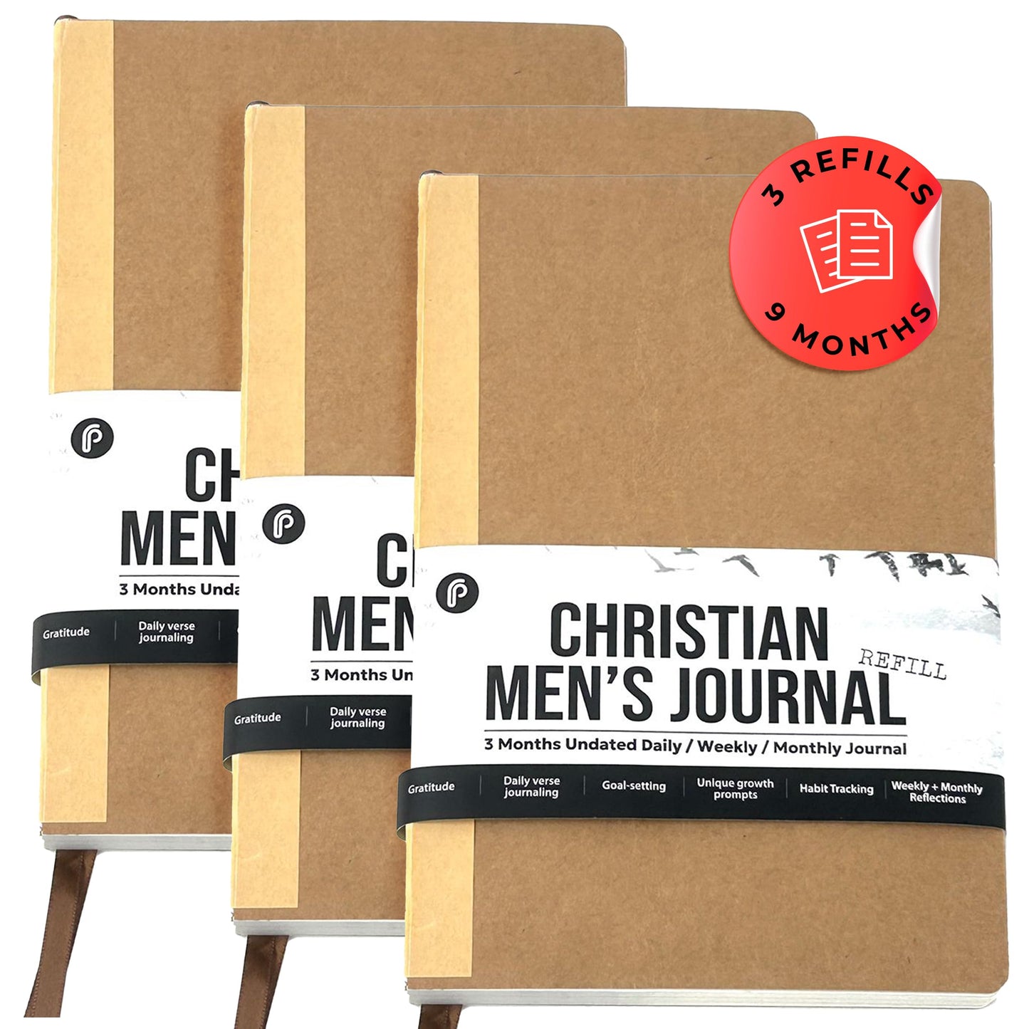 Prazoli Christian Bible Prayer Journal For MEN 9-Month Refill - Study Scripture Notebook & Planner Daily Devotional Undated | Religious Jesus Faith Gifts for Graduation, Pastor Baptism & Church