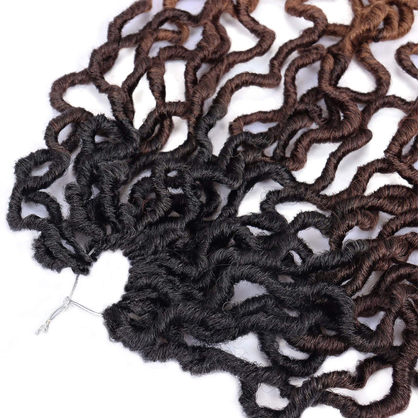 14 Inch Goddess Faux locs Crochet Hair 6 Packs/Lot Soft Gypsy Locs Wavy Crochet Braids Dreadlocks 3 Tone Curly Wavy Twist Braiding Hair Extensions African Roots Braid（#1B/4/30)