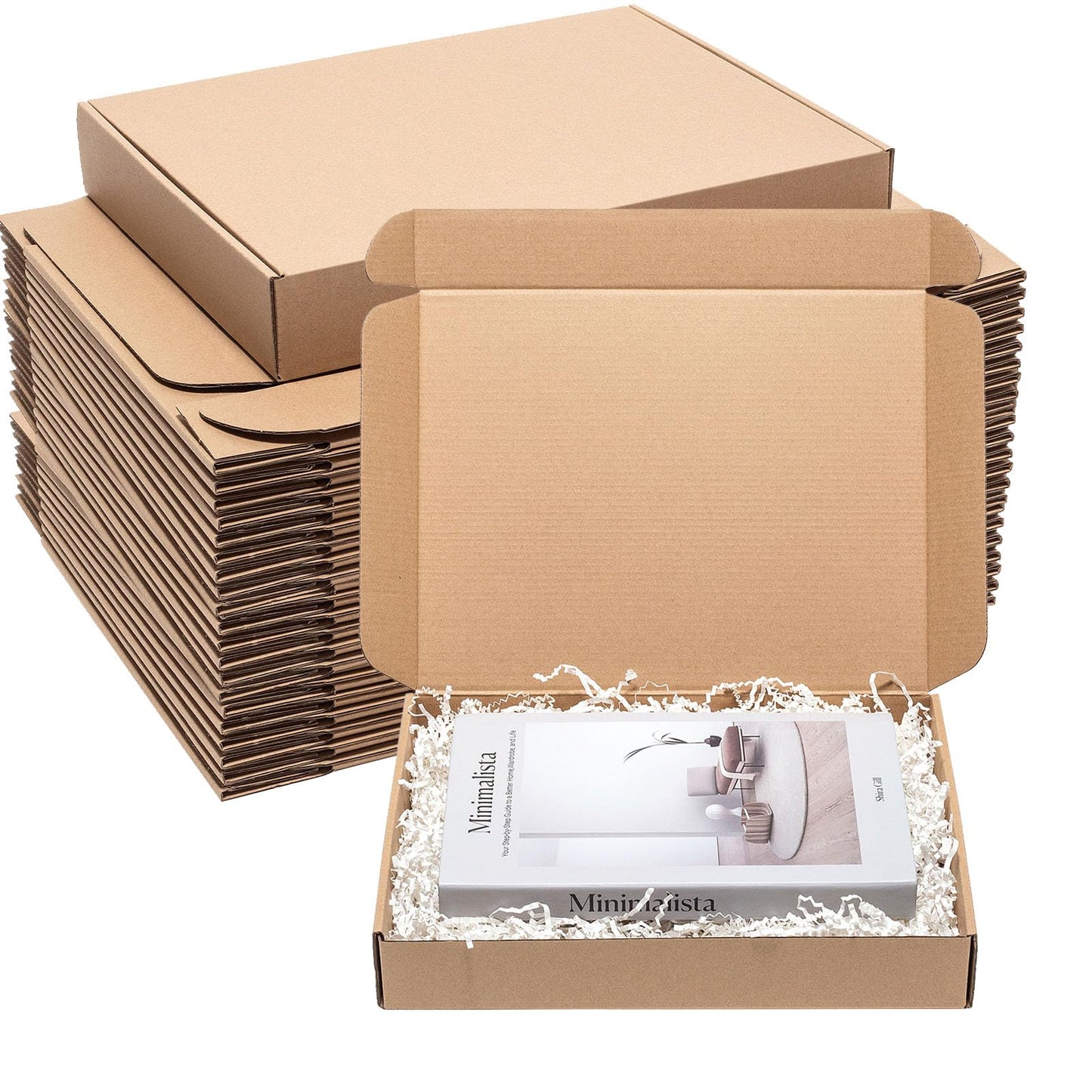Wowxyz Brown Shipping Boxes 13x10x2" 30 Pack - Corrugated Cardboard Box Mailers for Small Business, Kraft Medium Literature Mailer Packaging Supplies