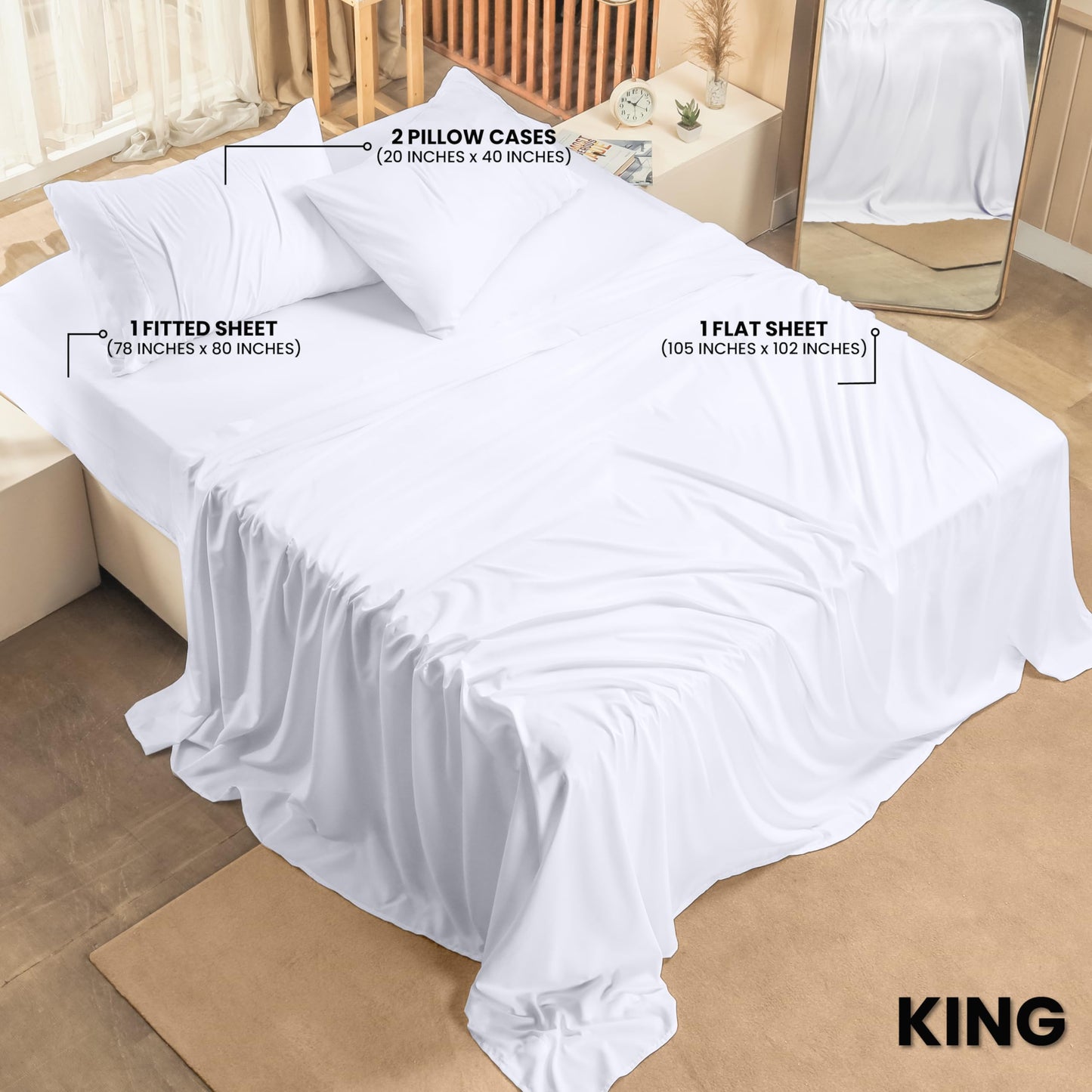 Utopia Bedding King Bed Sheets Set - Pack of 2 Sheet Sets - Perfect for Spa, Hotel, & Guest Bedroom - Brushed Microfiber - Shrinkage and Fade Resistant - Easy Care (White)