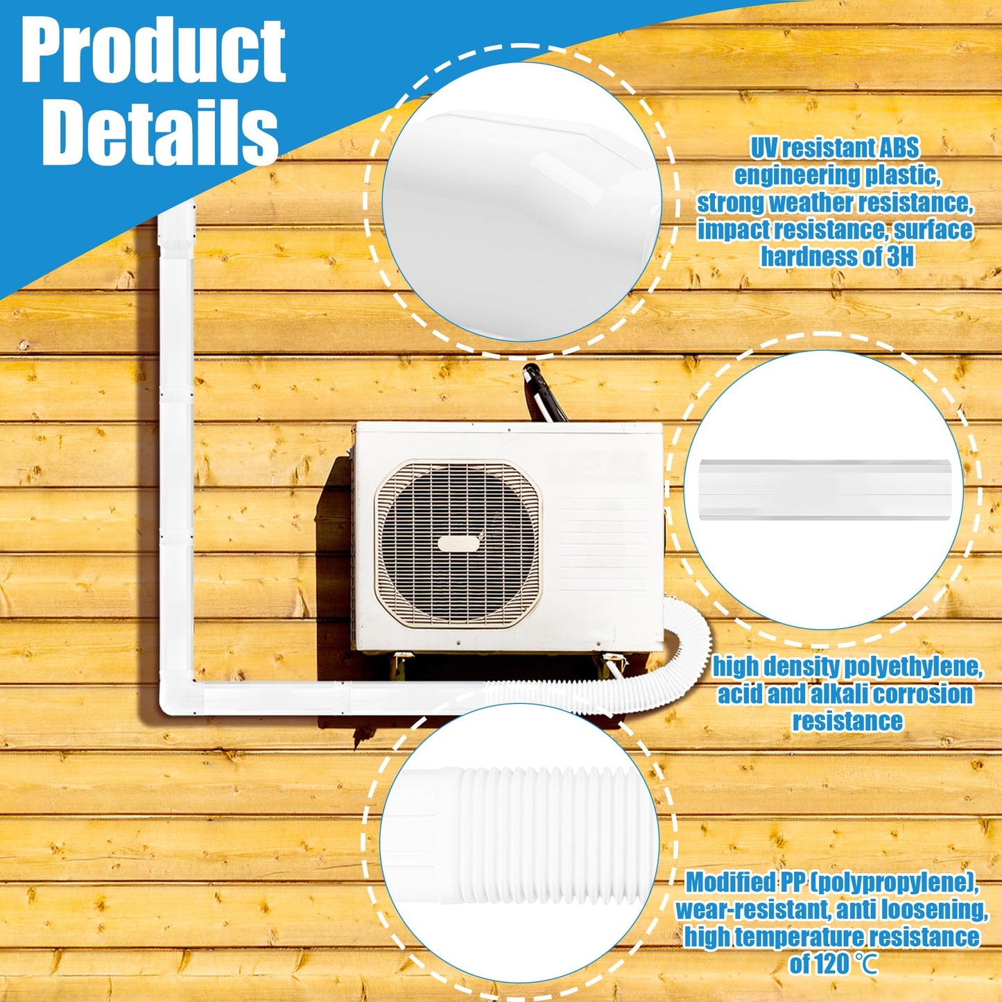 Windspeed 4" 10Ft Mini Split Line Set Cover Upgrade Mini Split Covers for Outside Units Mini Split Cover Suitable for Mini Split, Air Conditioner, Central AC, HAVC and Heat Pumps