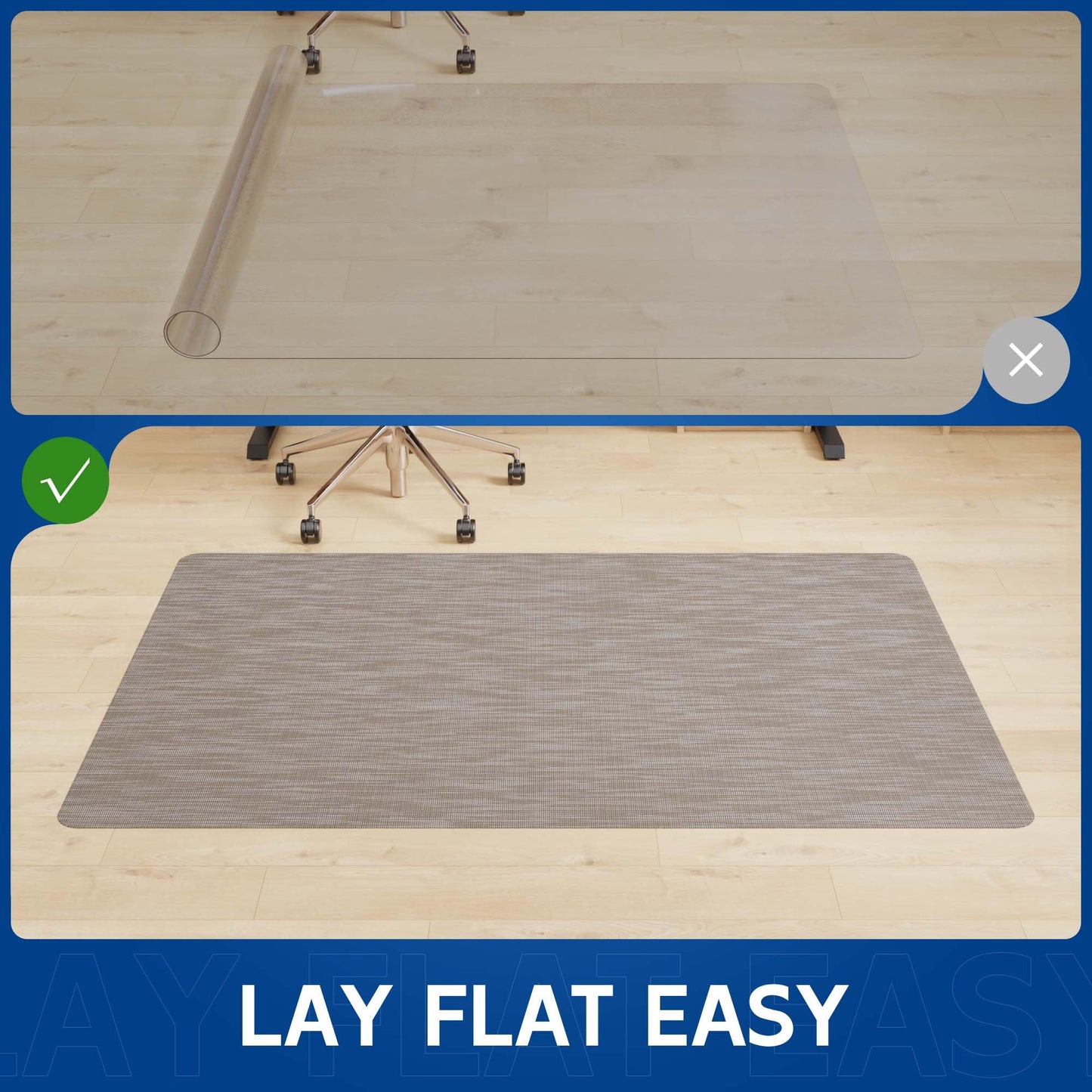 Naturei Office Chair Mat for Hardwood & Tile Floor, 36" x 48"Anti-Slip Desk Chair Mat, Easy Glide Floor Protector for Rolling Chairs, Floor Mat for Office Chair for Home Office (Dark Brown)