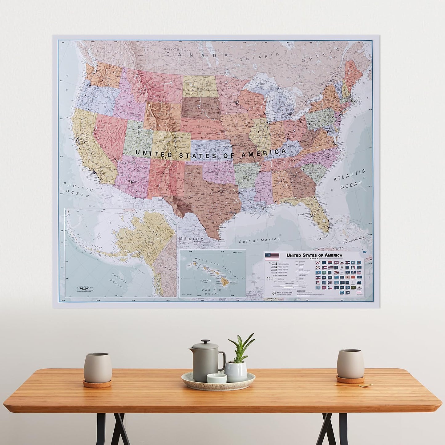 Maps International Large Executive USA Wall Map - Front Sheet Laminated - 36 x 48