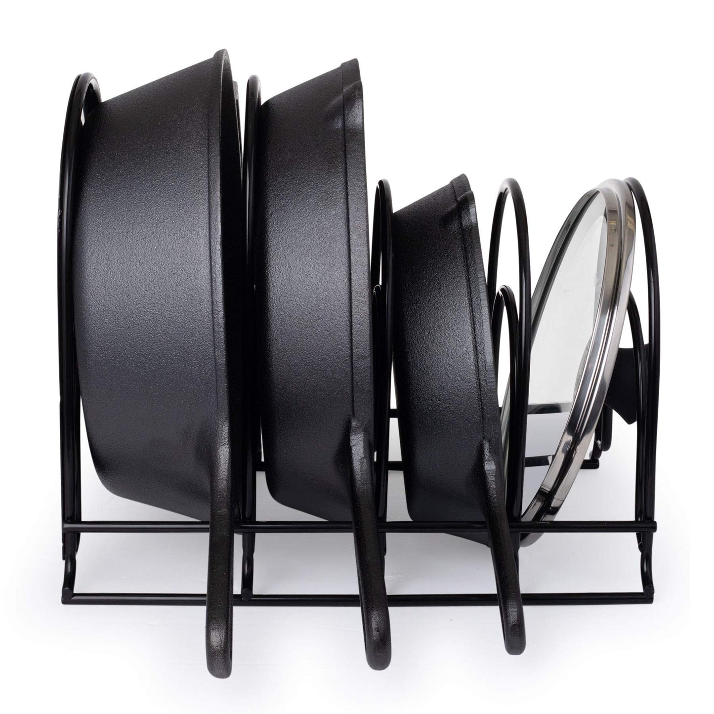 Cuisinel Heavy Duty Pots and Pans Organizer Rack - 12.2"-Inch Tall - 5 Tier Rack - Holds 60 LB - Cast Iron Skillets, Griddles, Shallow Cookware - Space Saving Kitchen Storage - No Assembly Required