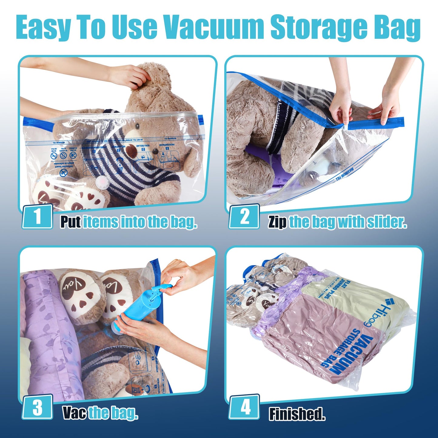 Vacuum Storage Bags Jumbo and XXL, Extra Large Vacuum Seal Bags for Bedding Blankets Comforters Clothing (3J+3XXL)