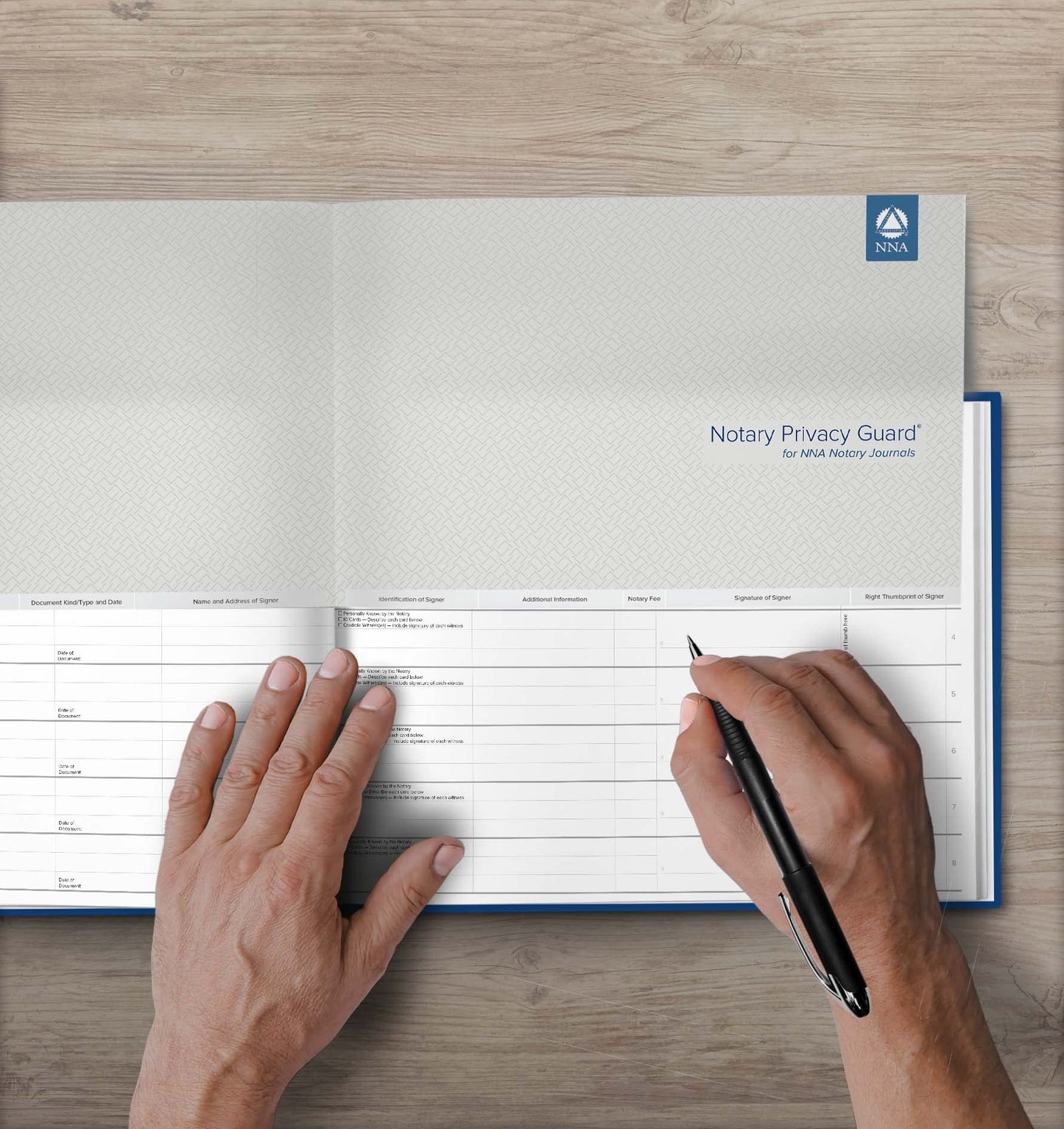 National Notary Association Basic Notary Journal - Essential Softcover Journal with Complimentary Privacy Guard Included - 122 Pages with 488 Labeled Entry Fields – 10 7/8" W x 8 7/16" H - Blue…