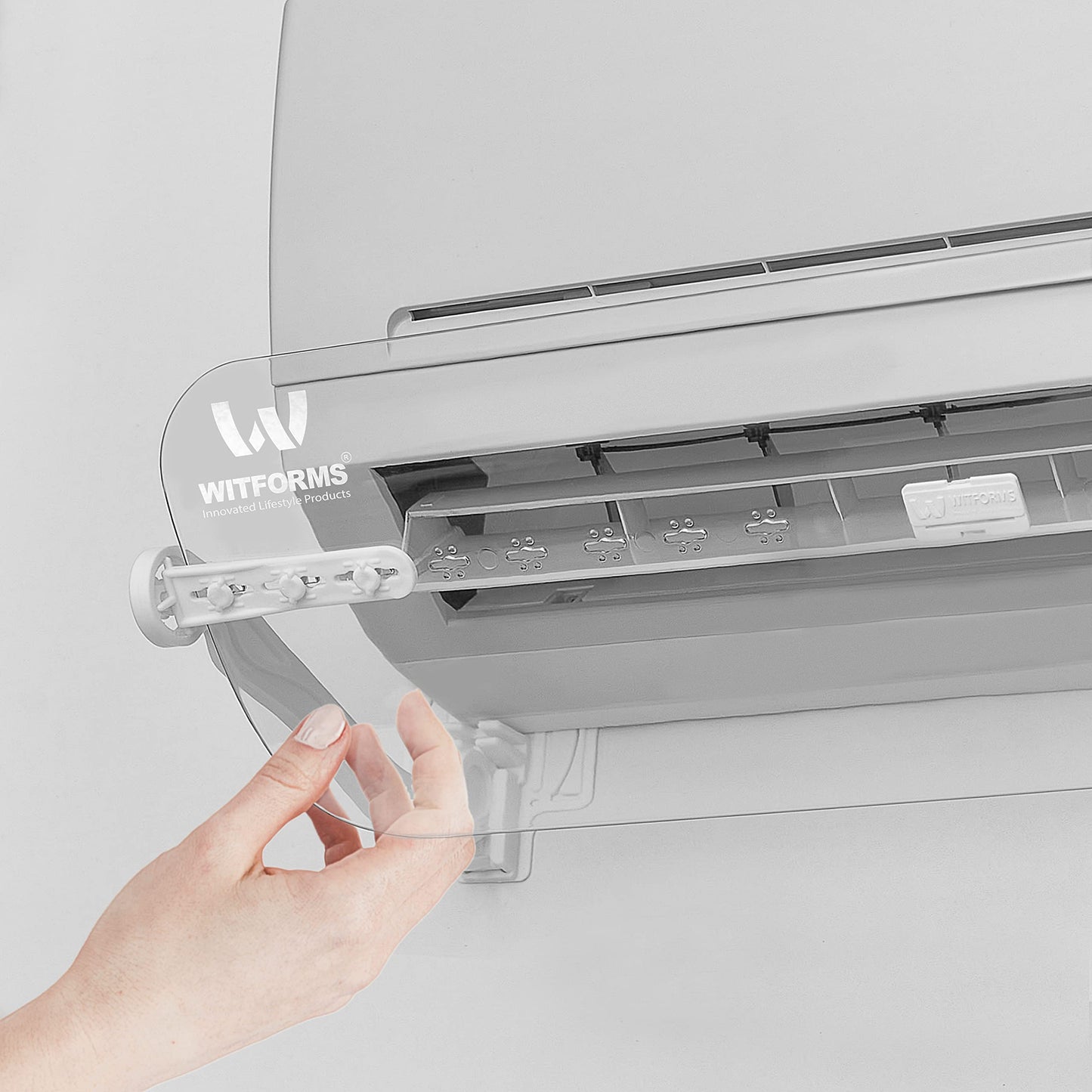 WITFORMS CLASSIC Adjustable AC Air Deflector - 360° Rotatable - Extends 24" to 43" Length - Fits Most Standard Split air conditioners - Transparent Design - Measure Before Purchase