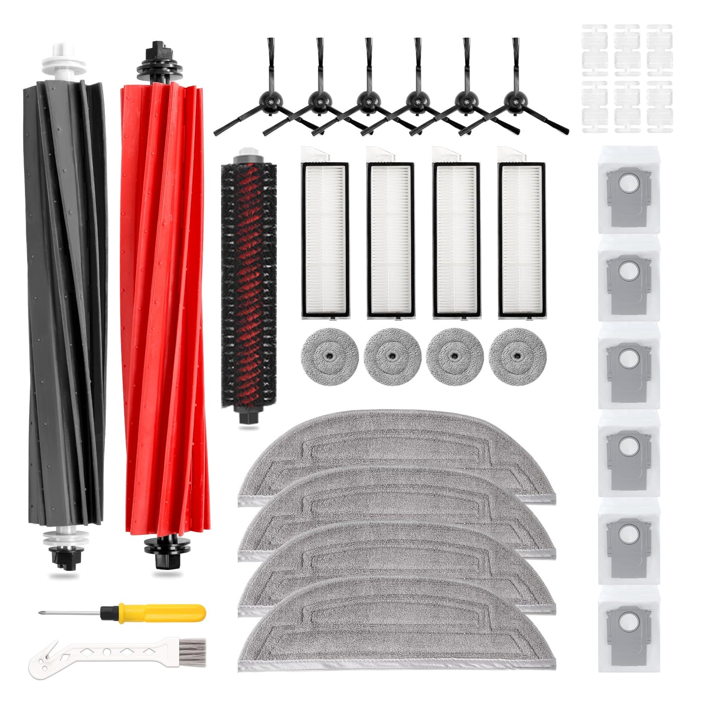 33 PCS S8 MaxV Ultra Accessories Kit Compatible with Roborock S8 Max/MaxV Ultra Robot Vacuum,6 Scent Tablets,1 Set Main Brush,4 HEPA Filters,4 Mop Cloth,4 Edge Mop Cloth,6 Side Brushes,6 Dust Bags