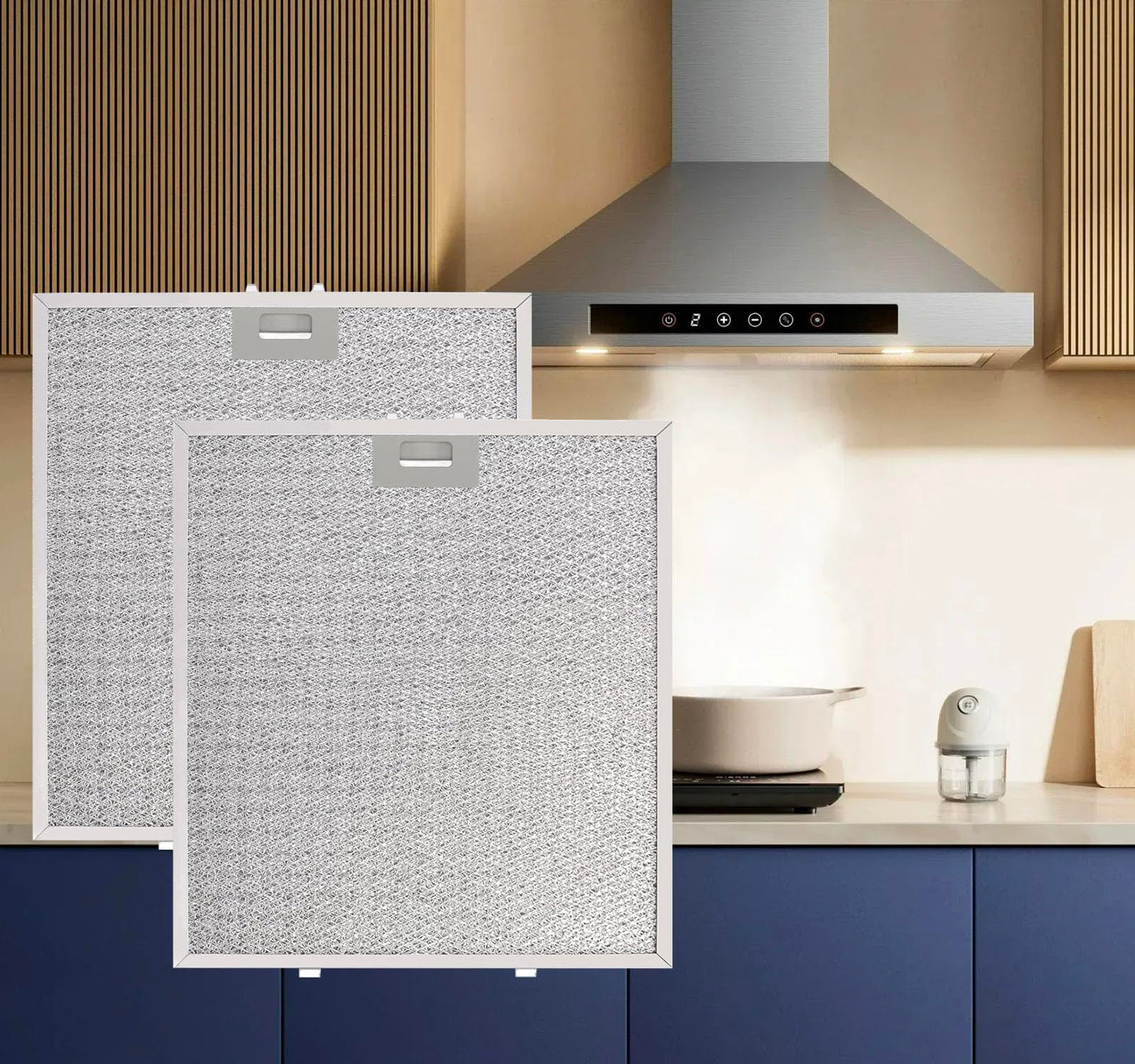 Upgrade 5-layer WA0575 Range Hood Filter Replacement 14.4"x13.5" Compatible with Vissani WA0575 Pyramid or Wall Mount Range Hood vent filter Aluminum Filters 2PARKS