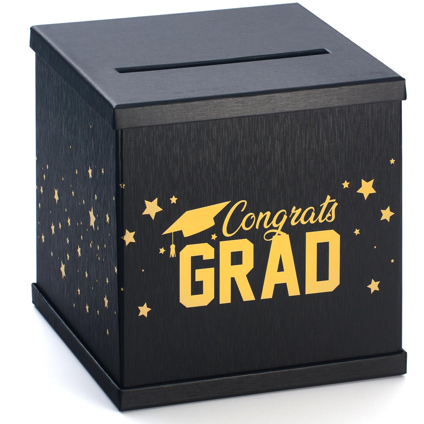 Black & Gold Graduation Card Box, Large 10”x10” Black Congrats Grad Gift Card Box Holder, Grad Party Favors, Envelope Money Basket, College Graduation Decorations 2026, Party Decor, Table Centerpiece