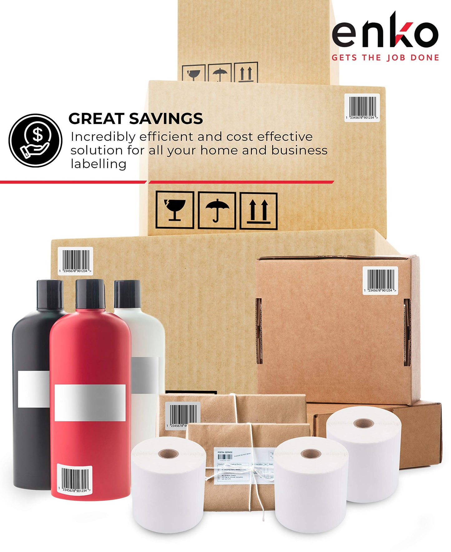 enKo 1 Roll 4" x 6" Direct Thermal 1000 Labels 3" Core - Address & Shipping Labels Compatible for Industrial Printer Zebra 220Xi4 ZT200 ZT400 ZT510 ZT600 Datamax NATO Intermec