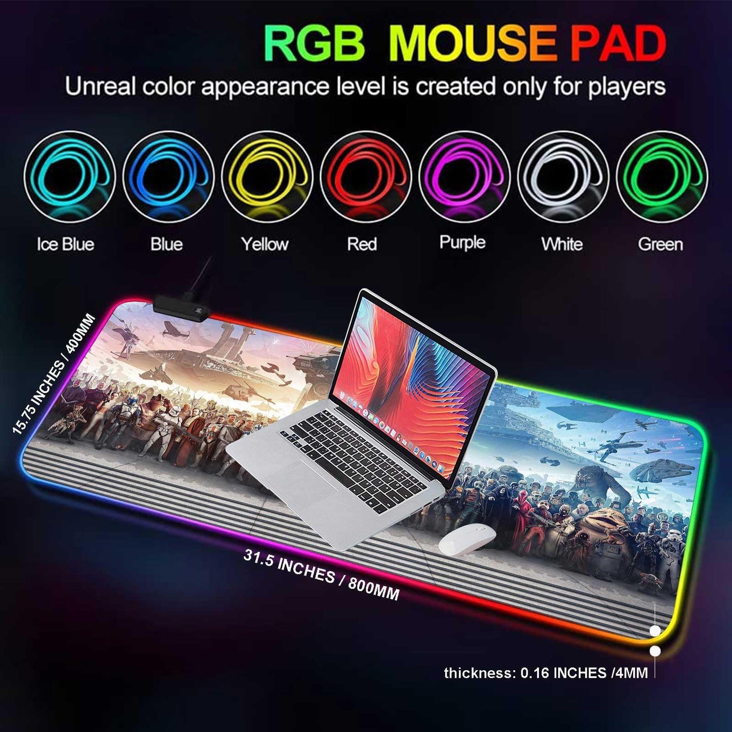 XXL Large Gaming RGB Mouse Pad The Chosen One Custom Desk Pad,Mousepad with Anti-Slip Rubber Base,Stitched Frame Mouse Mat,Portable Desk Mat for Computer Keyboard Mice Laptop & PC,31.5X15.7 Inch