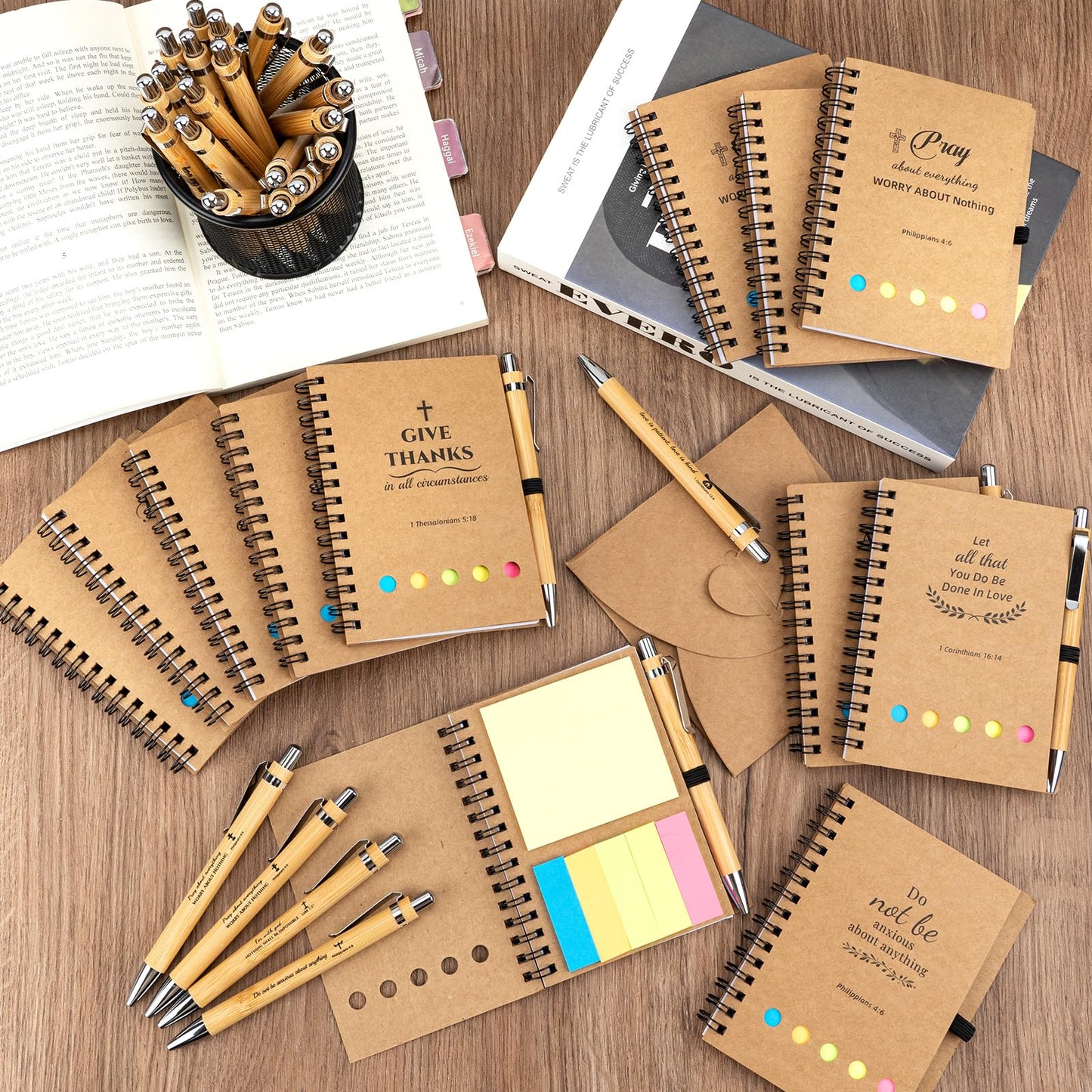 20 Sets Christian Gifts Bulk Prayer Journal Christian Spiral Notebooks with Bible Verse Pens Small Notepad Religious Gifts for Women Men Church Members Bible Study Group Church Families