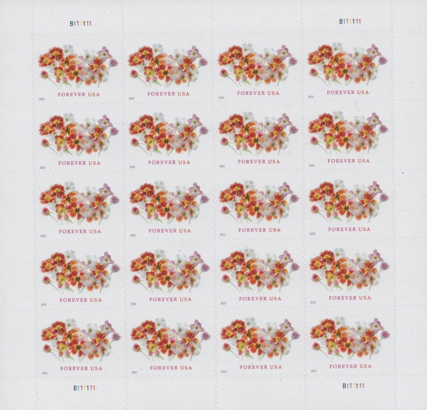 USPS Tulips (Sheet of 20) Postage Forever Stamps Beauty Flowers Garden Love 2022 Scott #5681