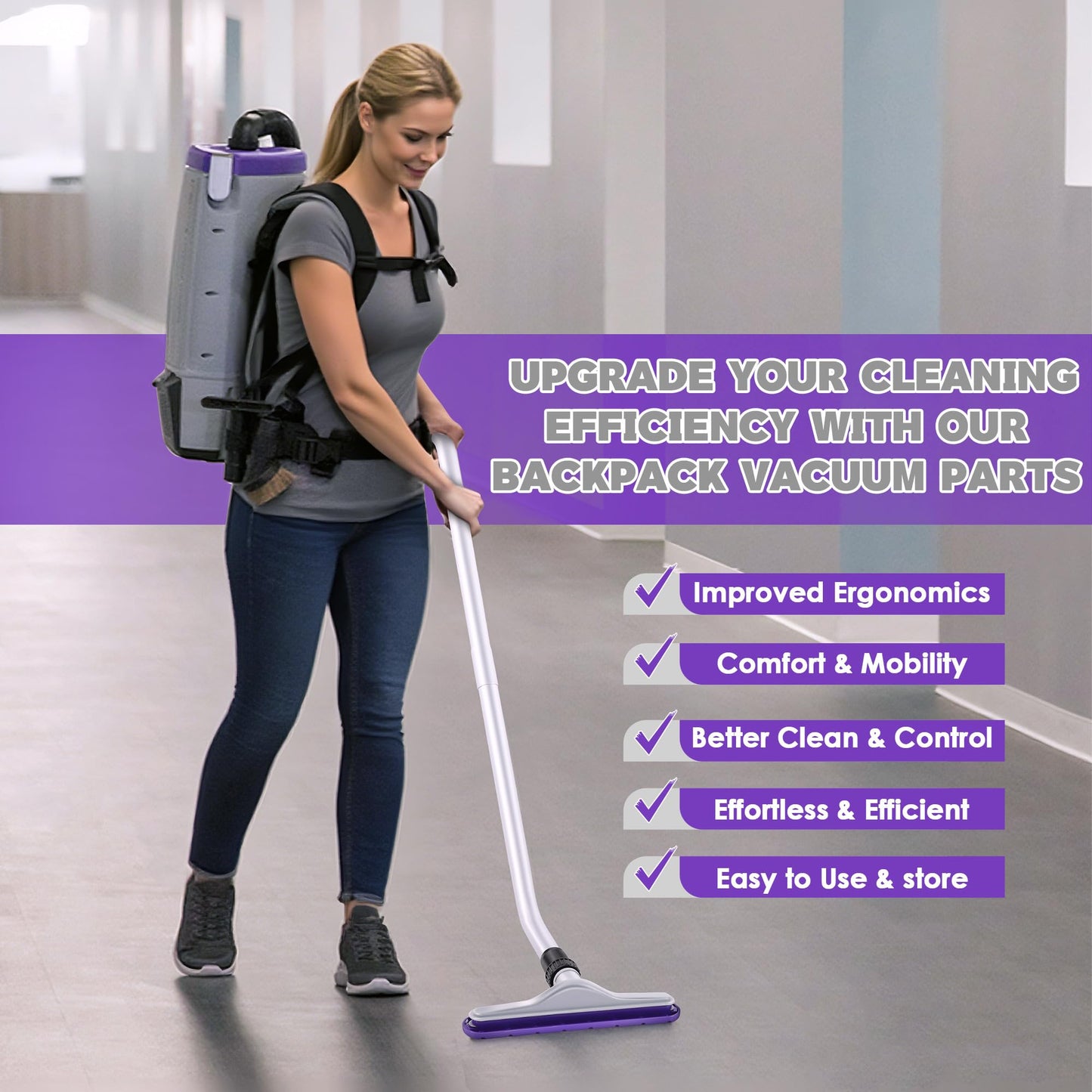 HappyAlley 1 Pack Vacuum Wand Replacement, 2 Piece Aluminum S-Wand Compatible with Proteam Backpack, Commercial Vacuum Parts & Accessories, Also Compatible with Hoover Backpack C2401, Fit 1.5'' Hole