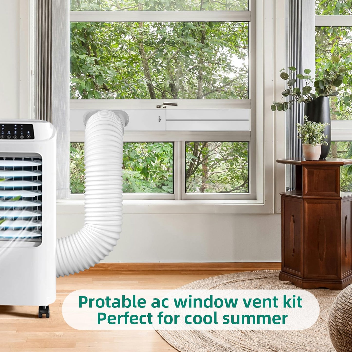 cocobeen Portable Air Conditioner Window Kit - Adjustable Universal Window Seal AC Vent Kit with 5.9” Exhaust Hose for Sliding Vertical/Horizontal Windows (5 Panels)