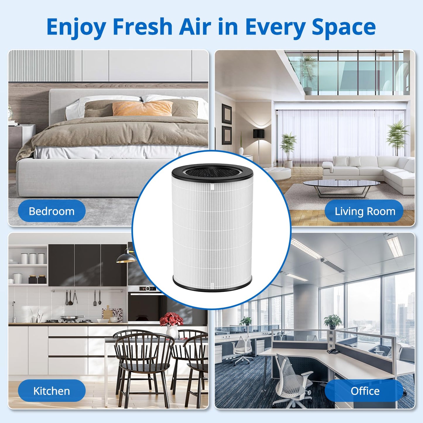 2 Pack AP-T45 AP-T40FL HEPA Replacement Filter Compatible with 1461901 Homedics 5 in 1 Total Clean Air Purifier 1461901 Replacement Filter, AP-T40, AP-T43, AP-T45-BK and AP-T45-WT,Costco 1461901