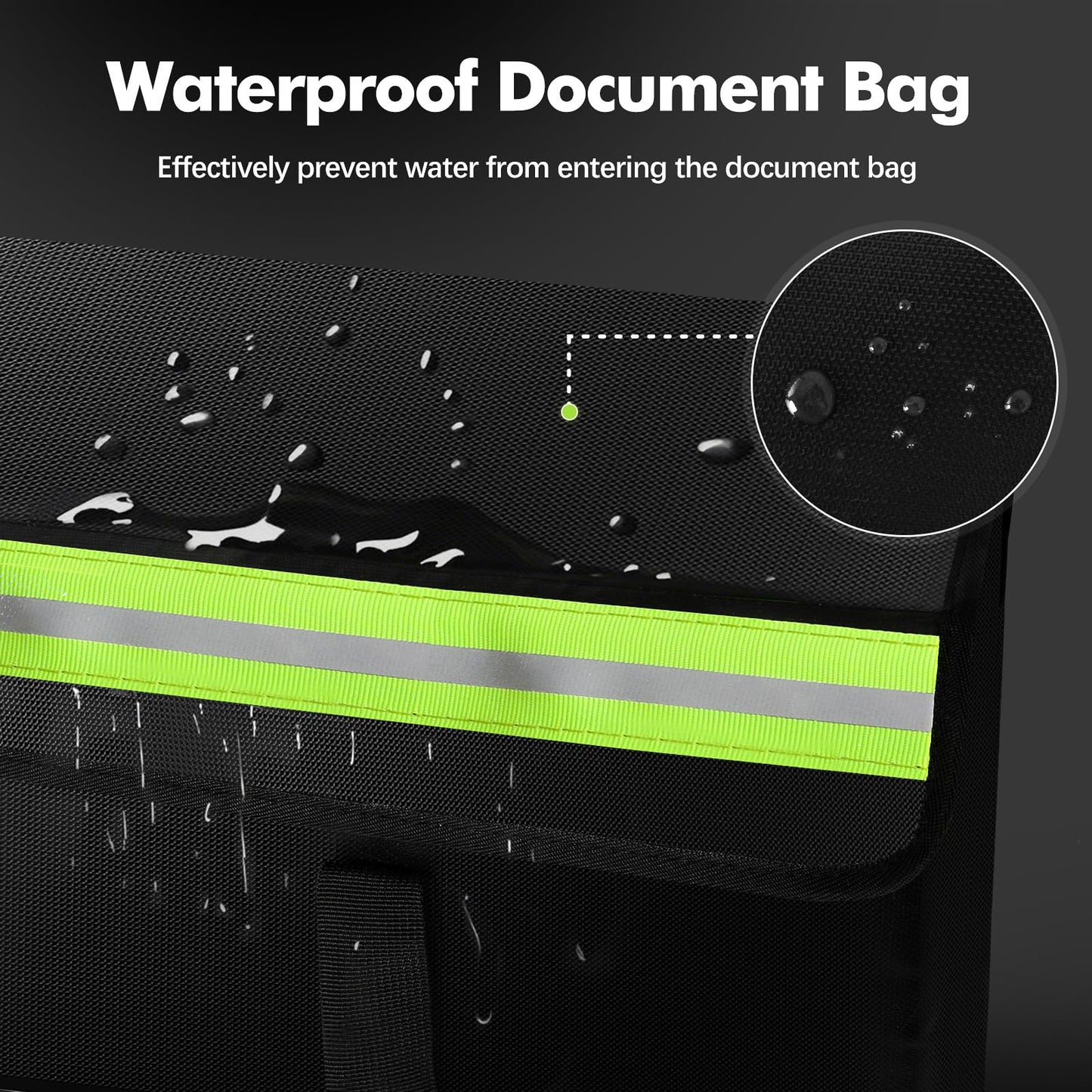 Amerbro Large Fireproof Document Bags 24x12x12in, Fireproof Document Box for Cash, Photo Albums, Valuables, Extra Large Fireproof Bag Waterproof Document Storage with Reflective Strip, Black