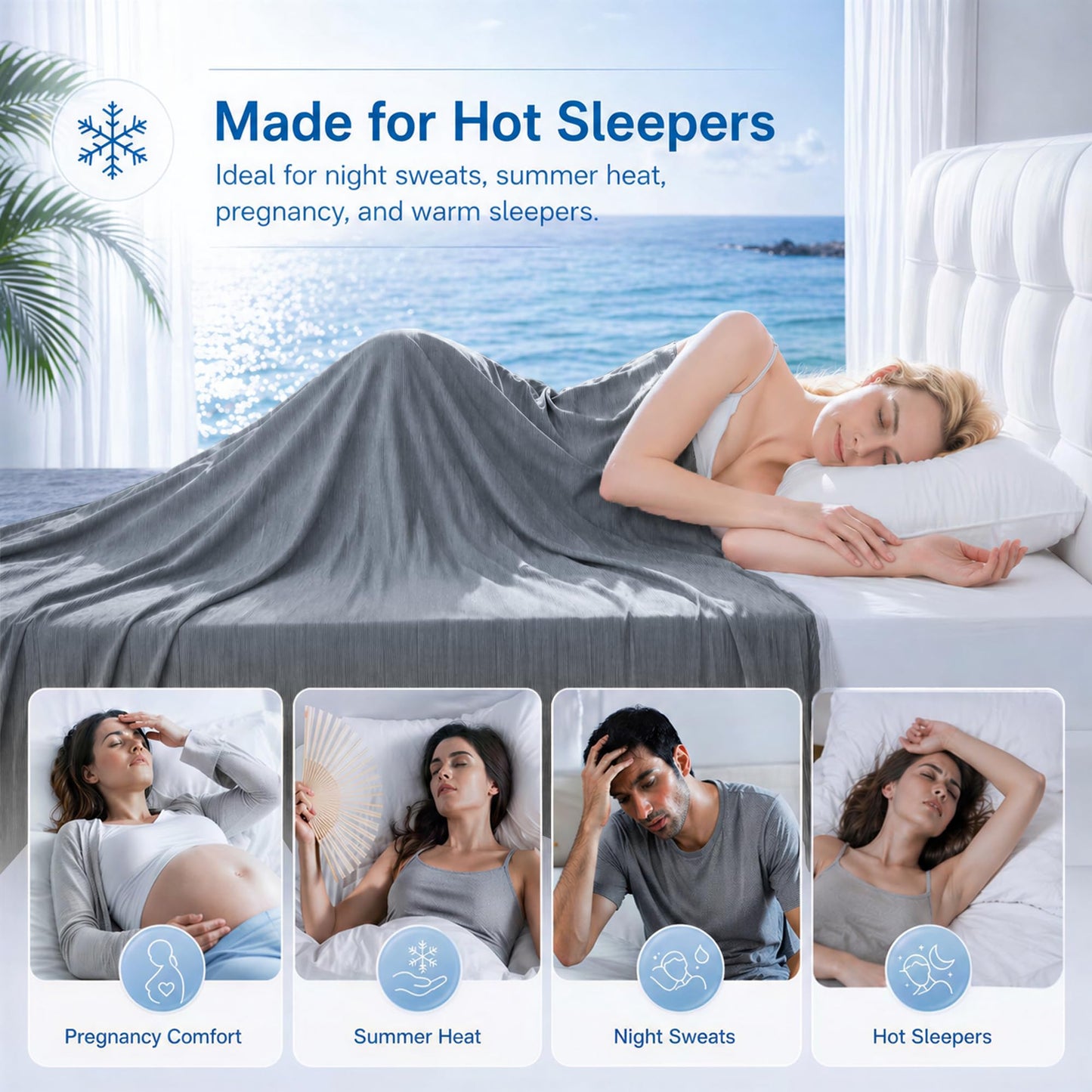 Queen Size Cooling Blanket for Hot Sleepers - Lightweight Breathable Cool Cold Blanket - Keep Cool for Night Sweats, Soft Thin Summer Blankets for Bed Couch Sofa, (Dark Gray, 90"x90")