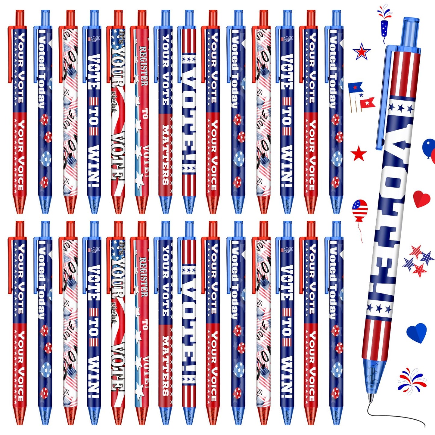 Leinuosen 120 Pieces Vote Pens Bulk 250 Anniversary USA American Flag Ballpoint Pens Your Vote Matters Gifts Campaign Items for Writing and Signing, Home School Office Election Supplies