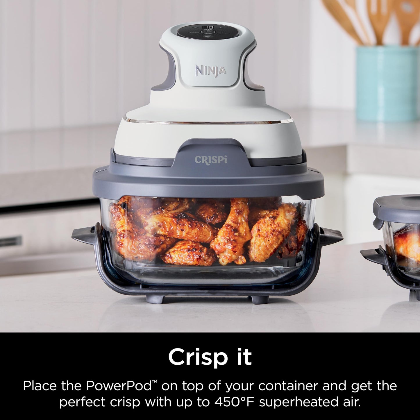 Ninja 4-QT CleanCrisp™ Glassware Container with Storage lid, Compatible with Ninja Crispi FN101 & AS101 Series, Microwave, Freezer & Dishwasher Safe, PFAS & PTFE Free Glass, XSKSFN4QT