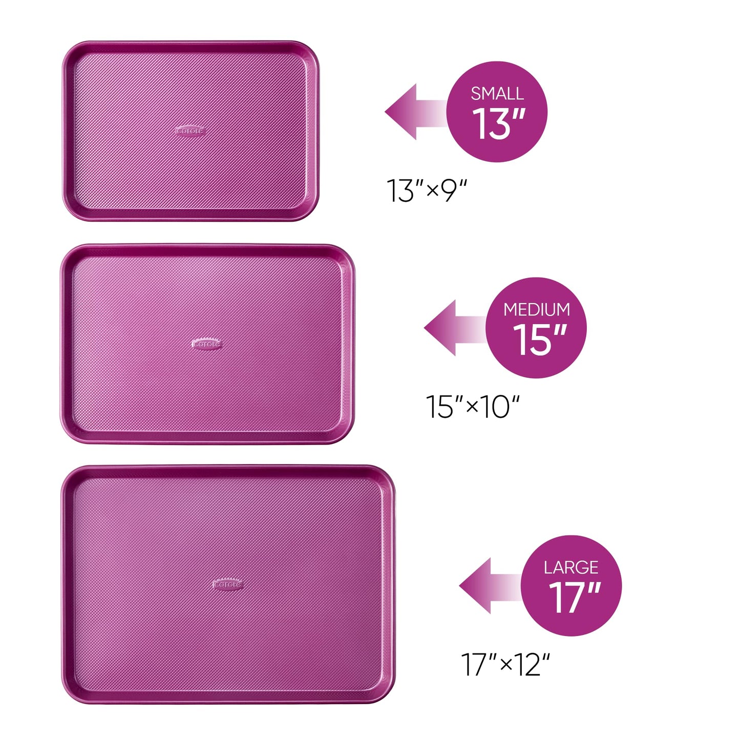 CAROTE 3-Piece Baking Pan Set - Bakeware Set, Baking Sheet Set Including 13 Inch 15 Inch 17 Inch Sheet Pan, Cookie Sheet for Baking, Royal Violet