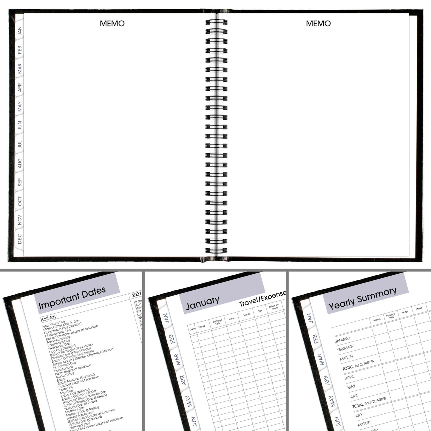 AT-A-GLANCE 2027 Planner, Monthly, 7" x 8.5", Tabbed, Unruled Daily Blocks, Hardcover, DayMinder, Black (G400H0027)